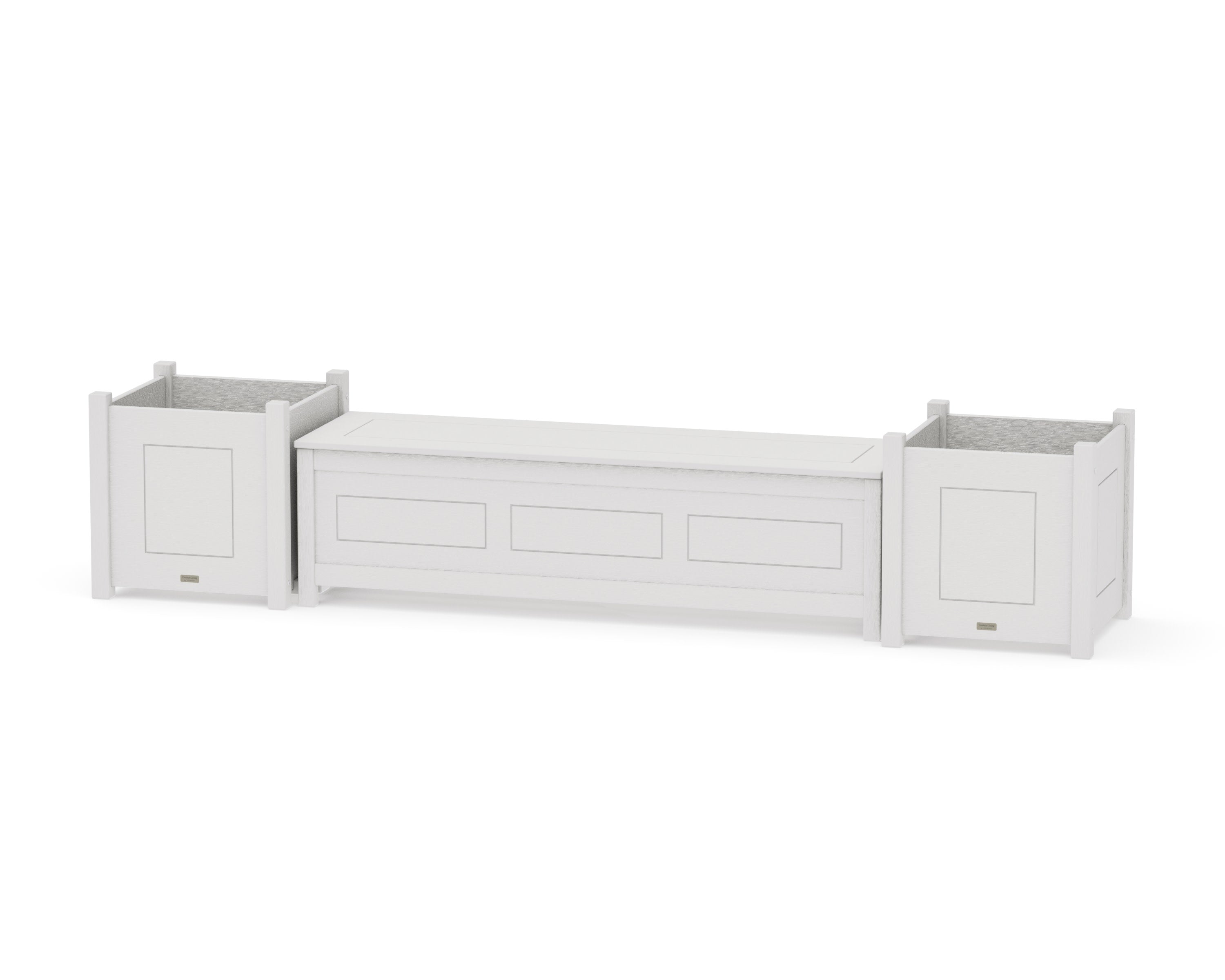 60" Country Living Straight Planter Storage Bench Set- Large in Vintage White