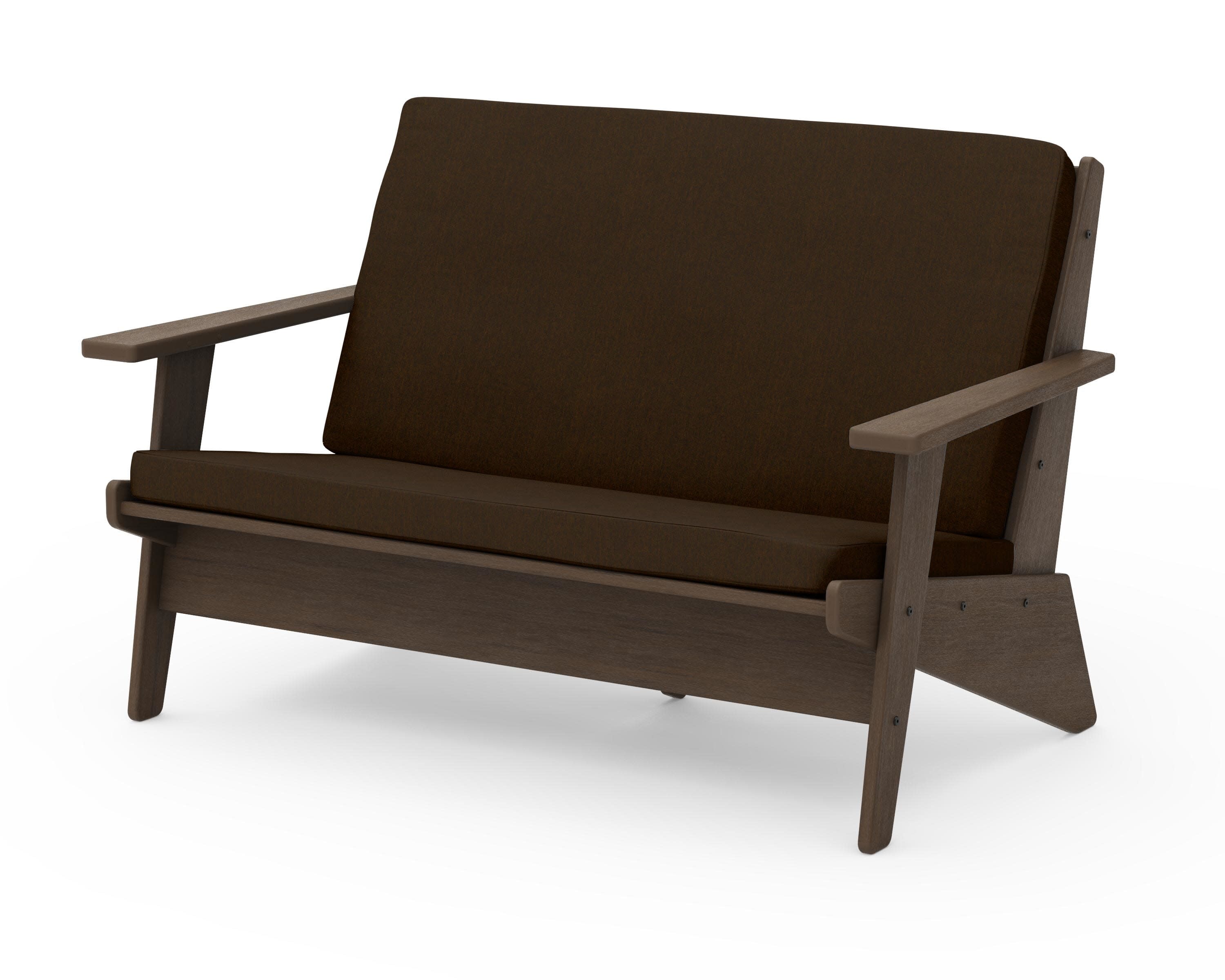 Riviera Modern Lounge Loveseat in Kona / Canvas Java