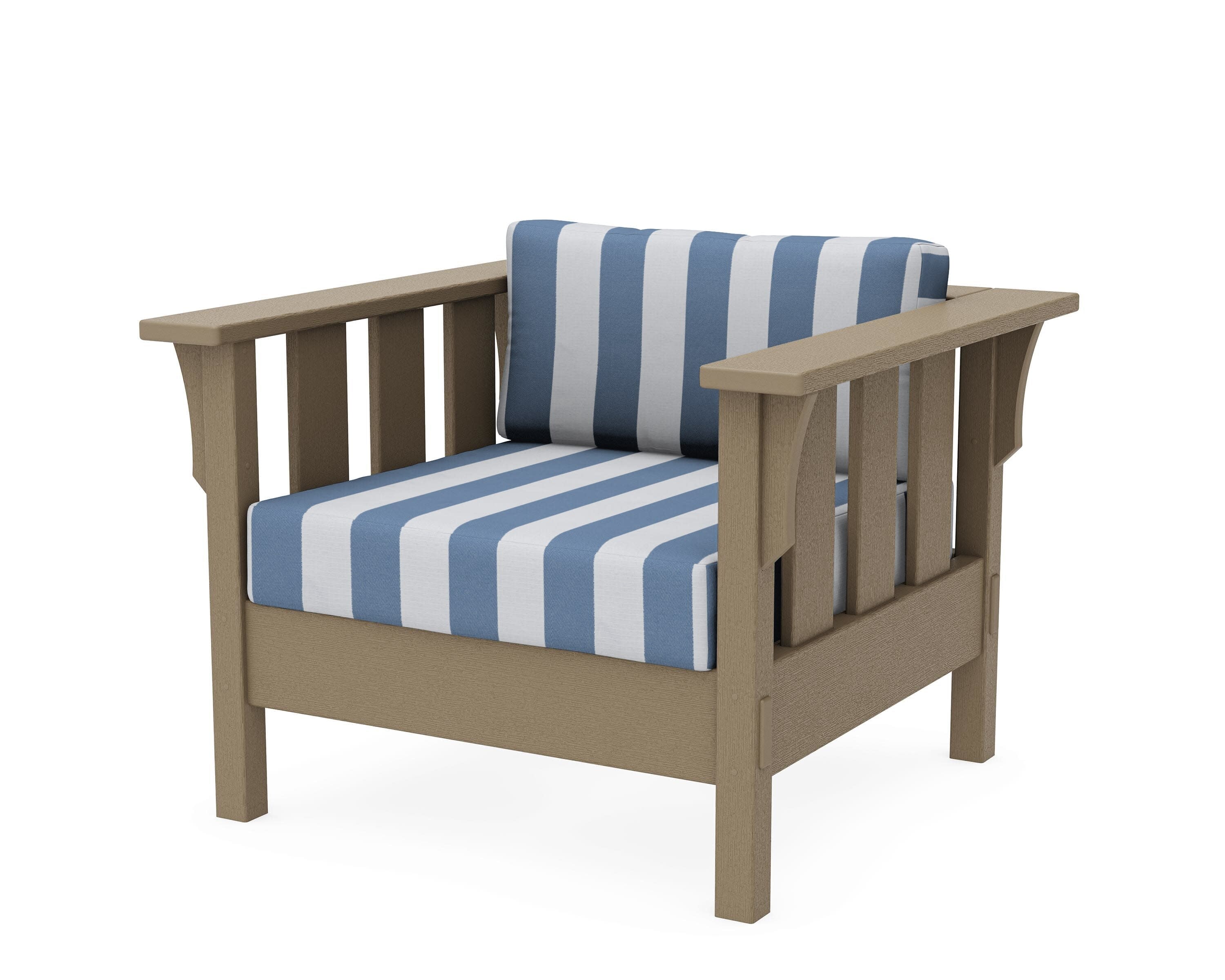 Acadia Deep Seating Chair in Vintage Sahara / Cabana Stripe Sky Blue