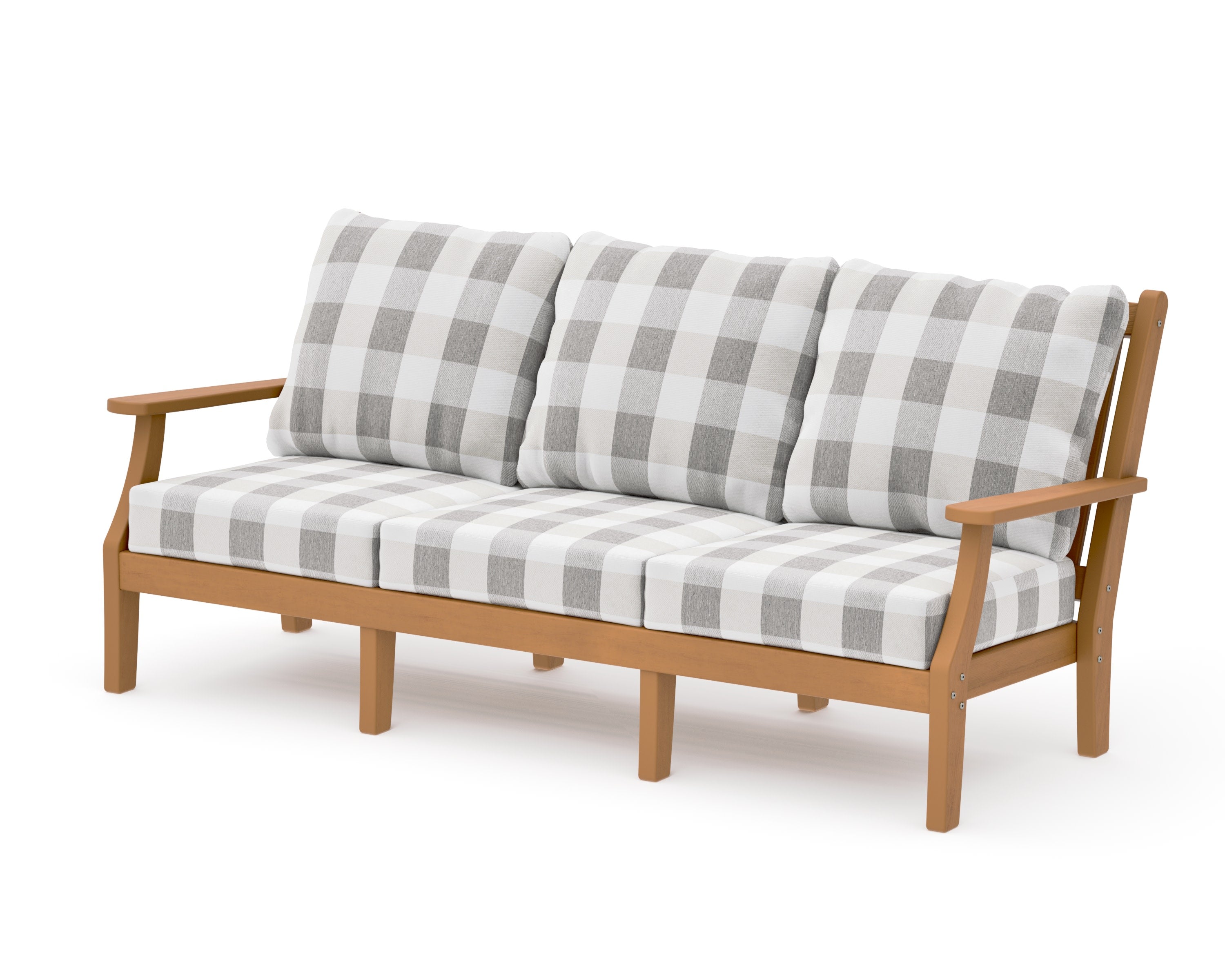 Wovendale Deep Seating Sofa in Natural / Buffalo Plaid Grey Mist