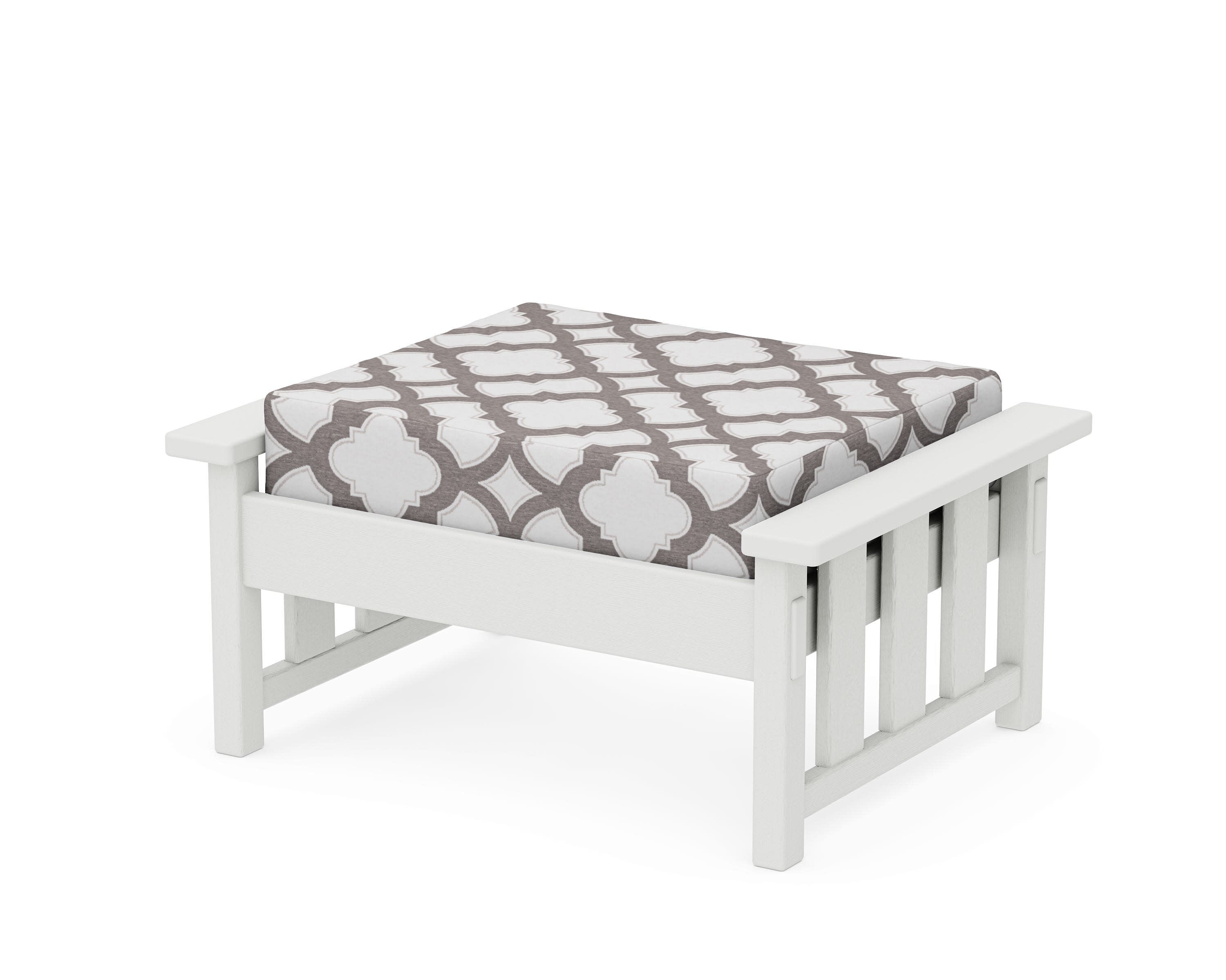 Acadia Deep Seating Ottoman in Vintage White / Trellis Grey Mist