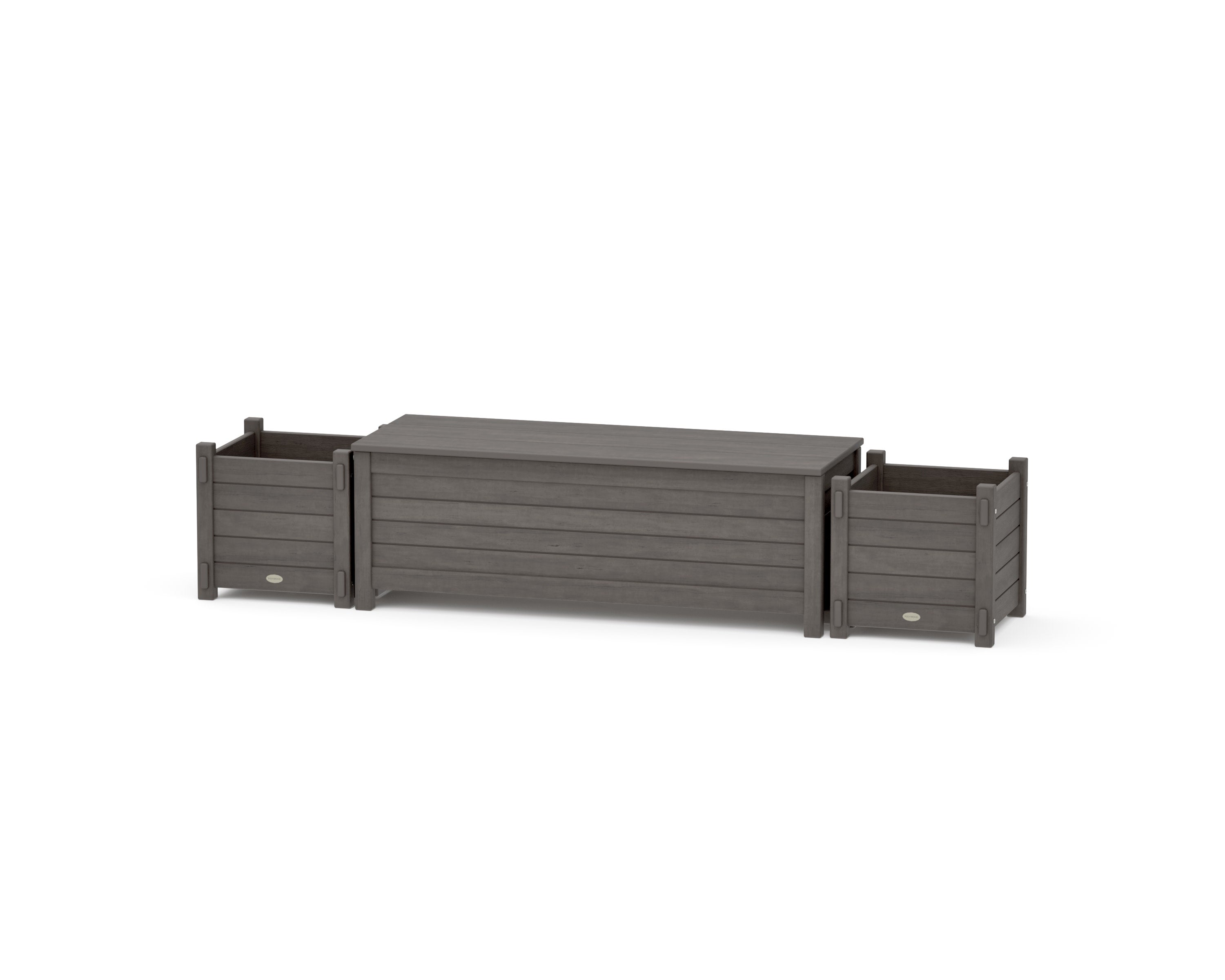 48" Nautical Straight Planter Storage Bench Set in Driftwood