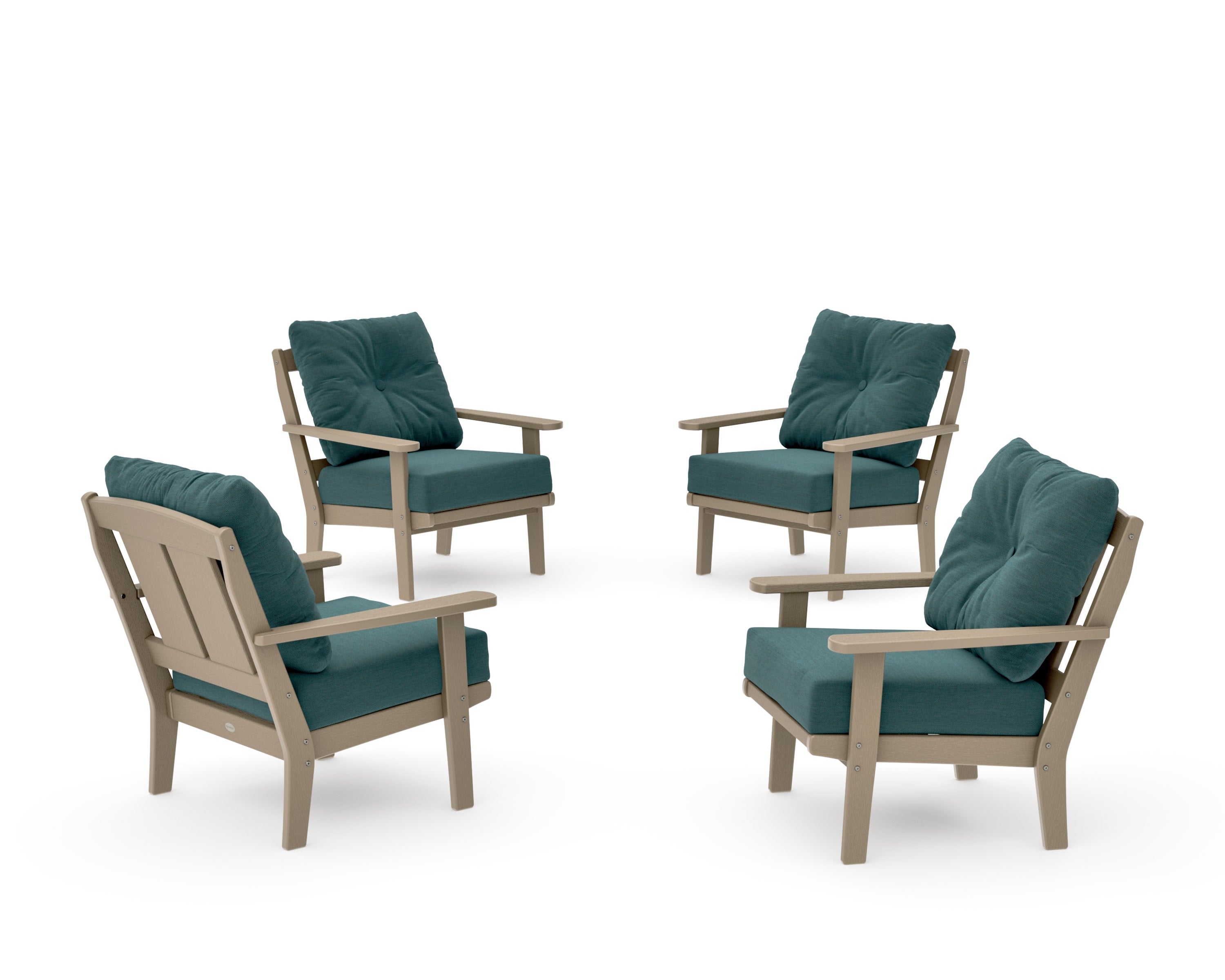 Mission 5-Piece Deep Seating Set with Fire Pit Table in Vintage Sahara / Ocean Teal