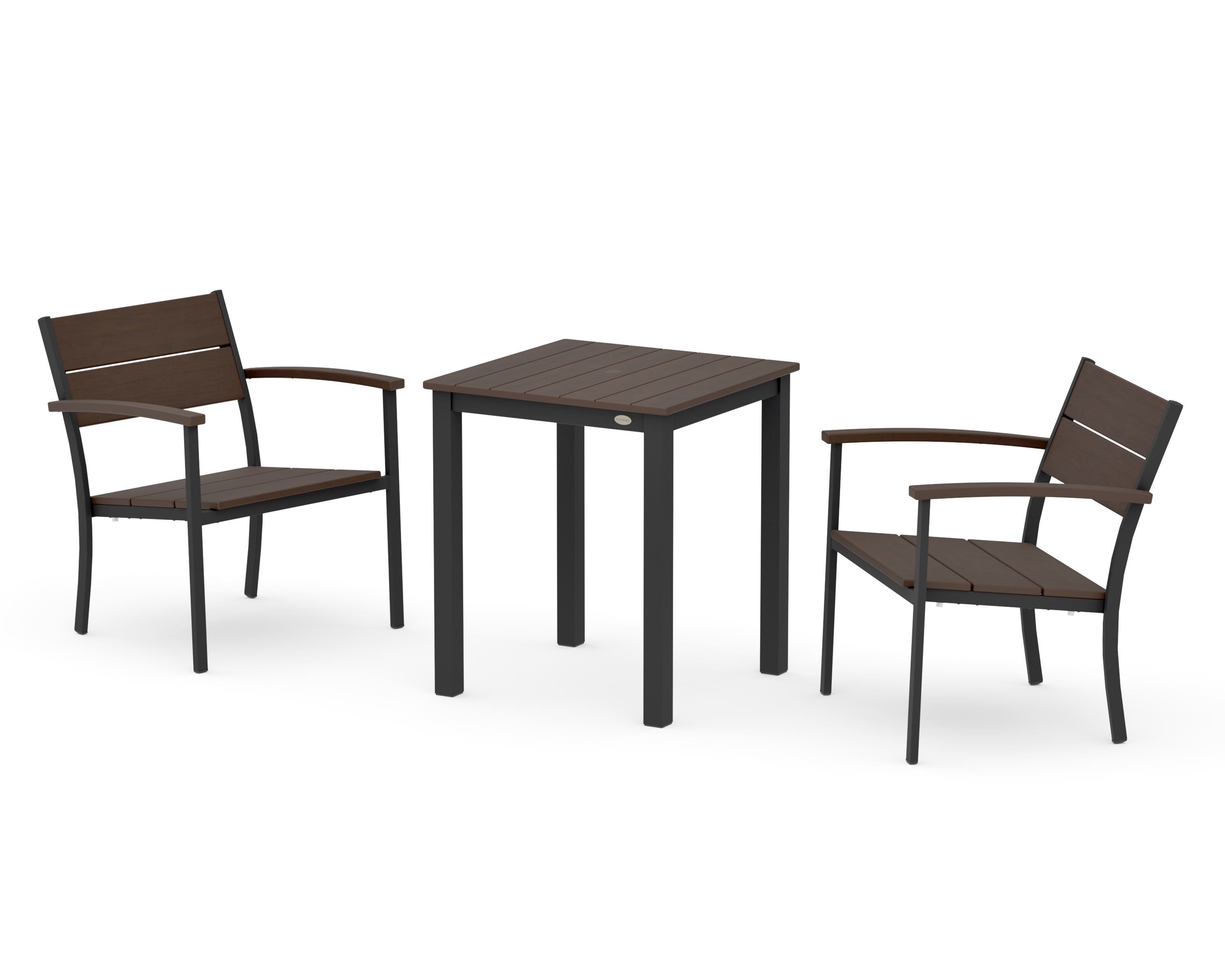 Main Street 3-Piece Square Dining Set in Black / Kona