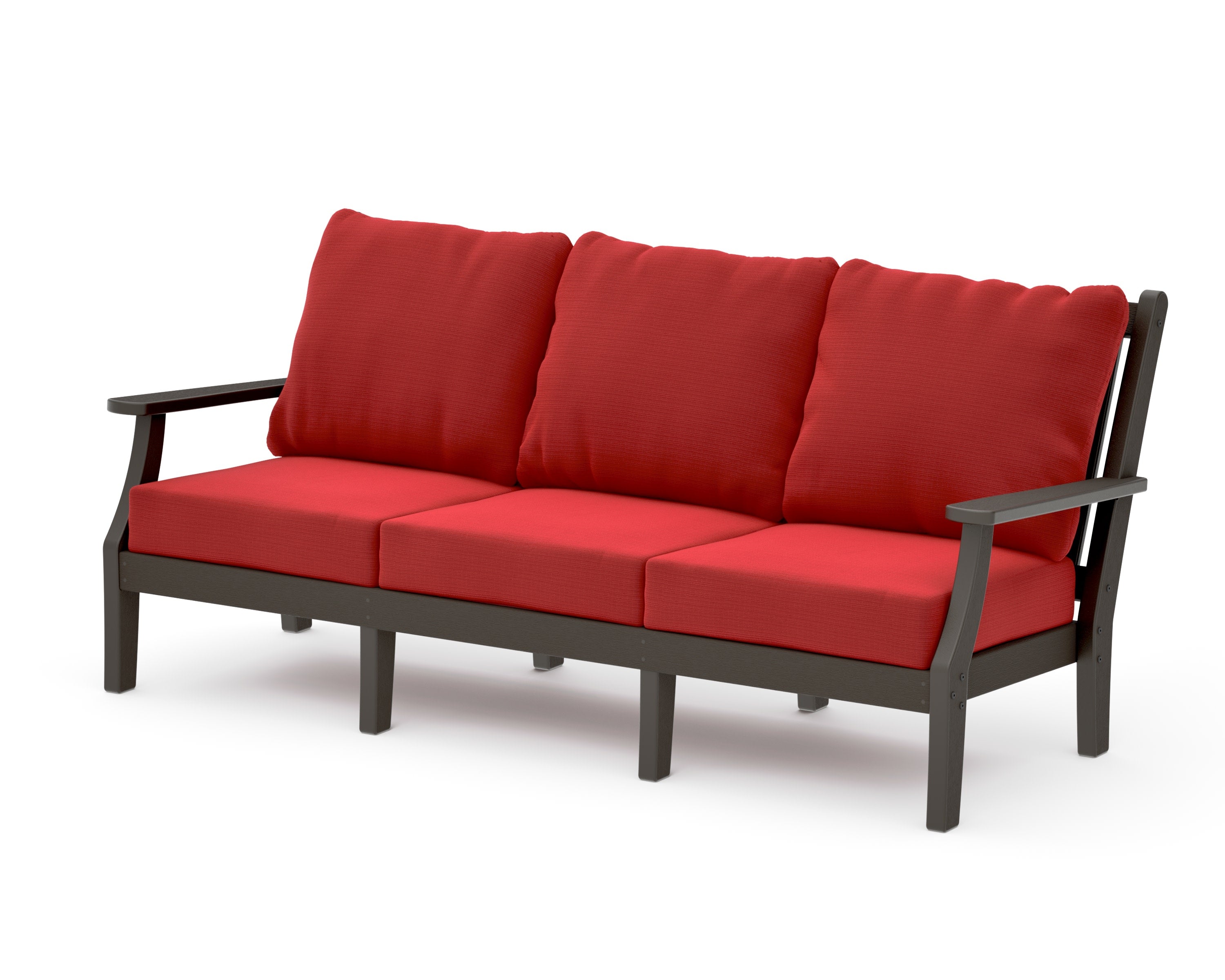 Wovendale Deep Seating Sofa in Vintage Coffee / Crimson Linen