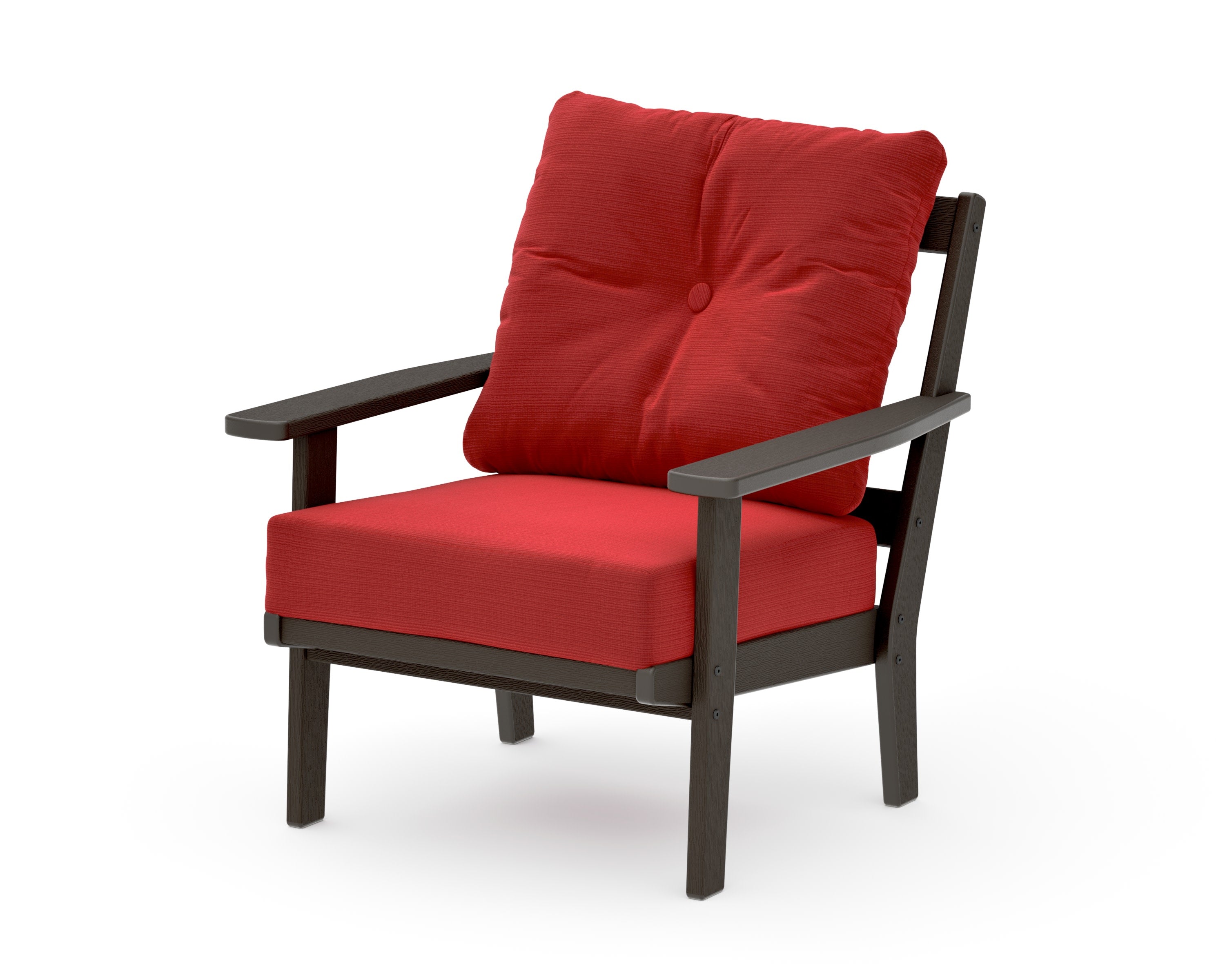 Oxford Deep Seating Chair in Vintage Coffee / Crimson Linen