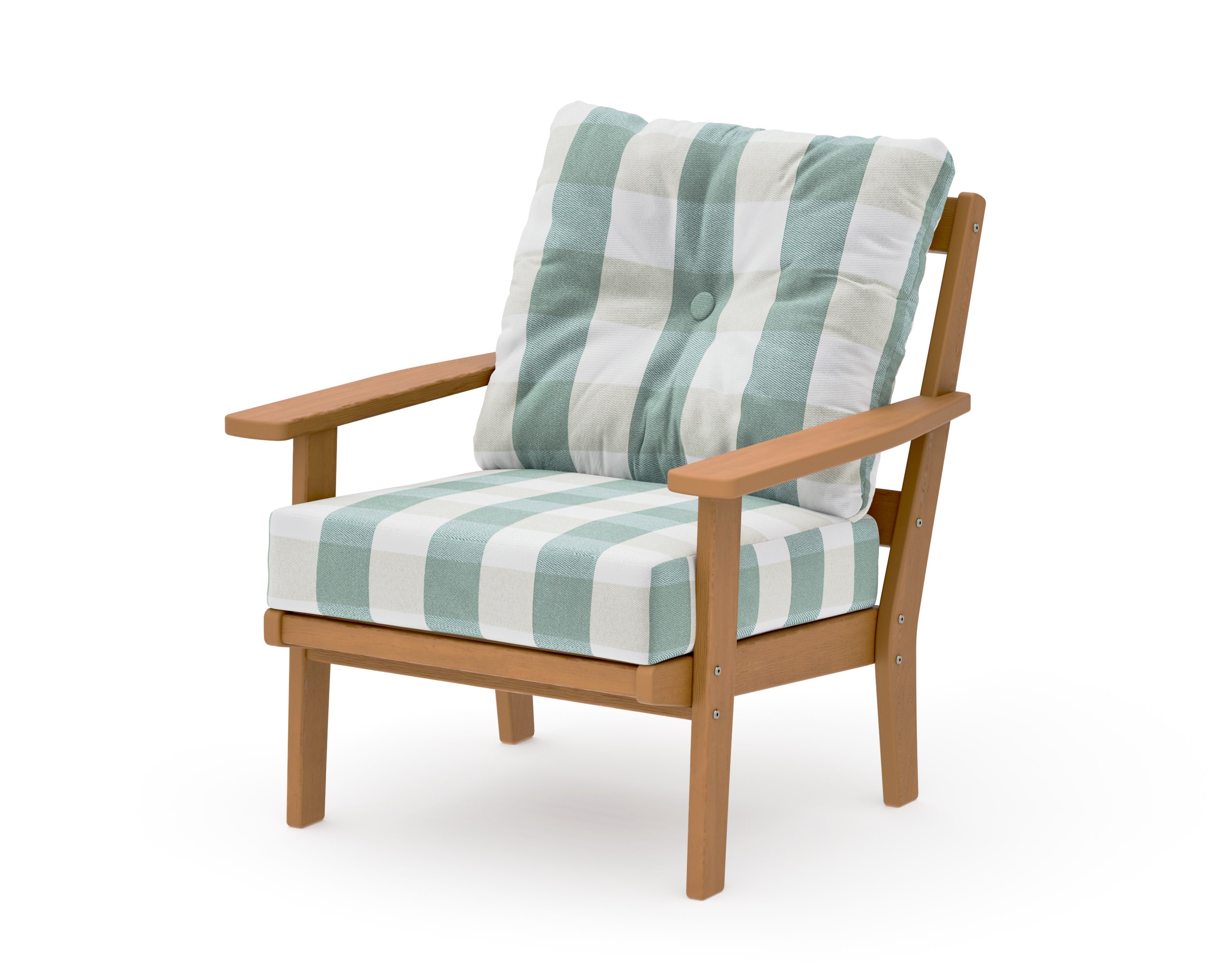 Prairie Deep Seating Chair in Natural / Buffalo Plaid Glacier Spa