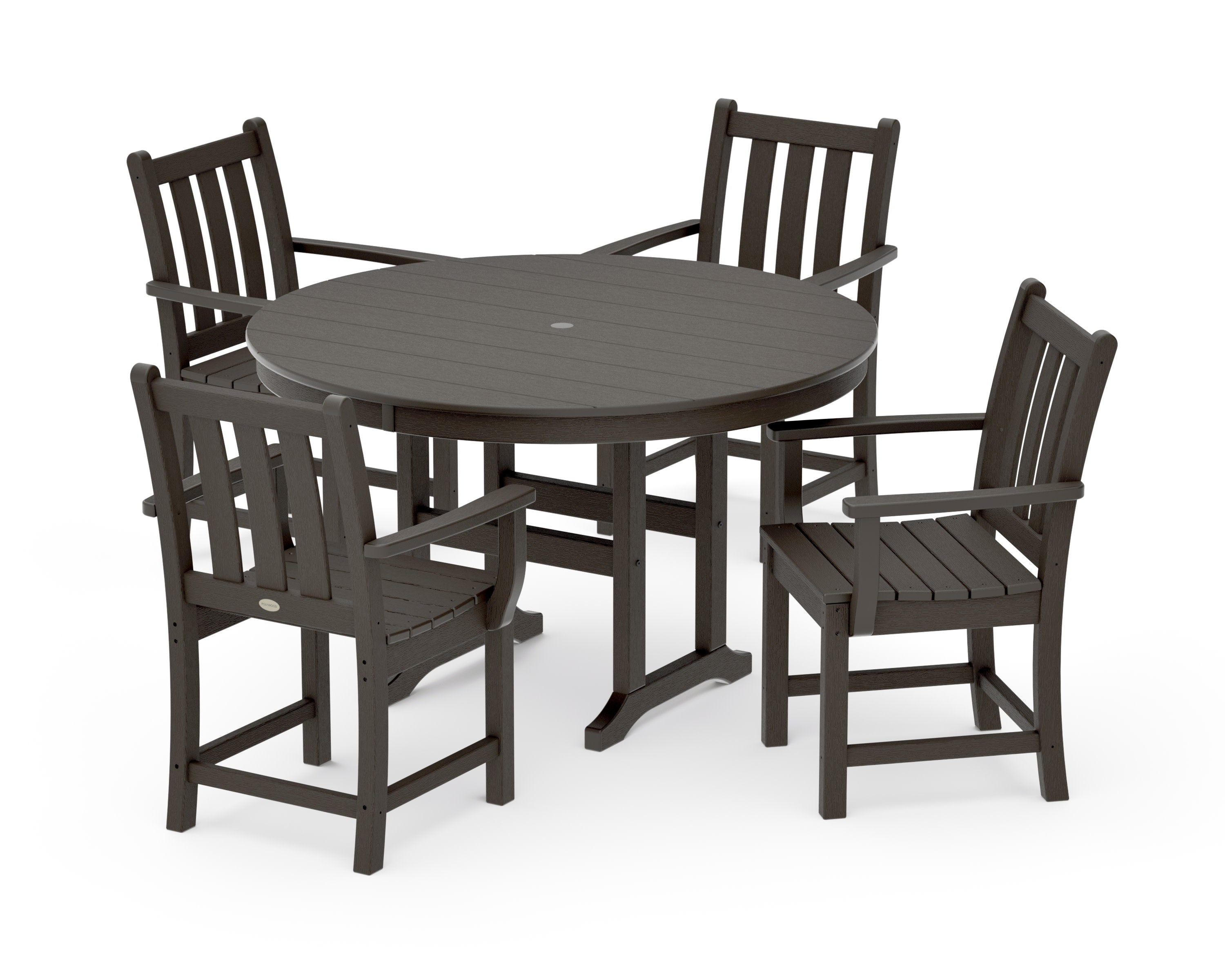 Traditional Garden 5-Piece Round Farmhouse Dining Set in Vintage Coffee