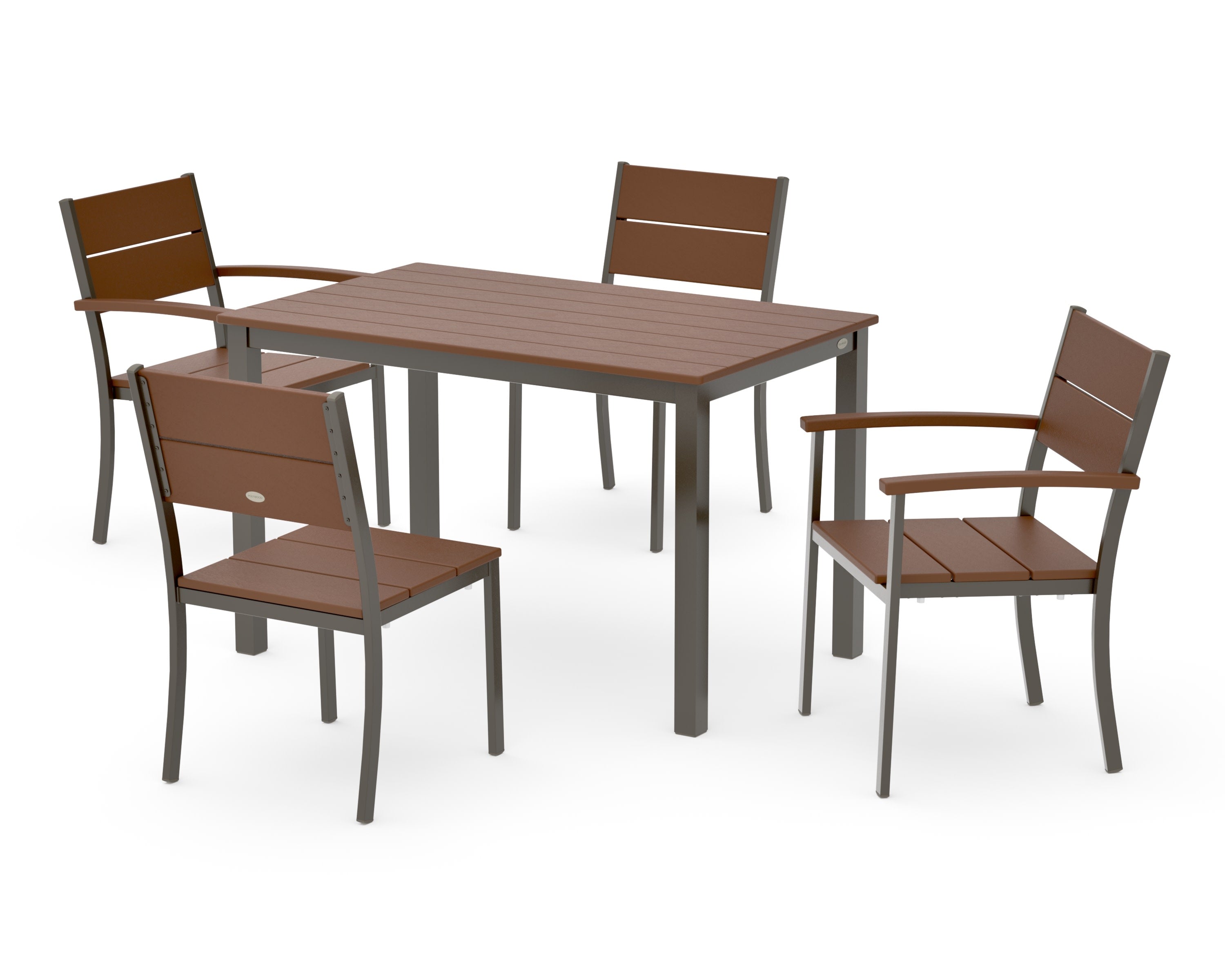 Main Street 5-Piece Dining Set in Bronze / Teak