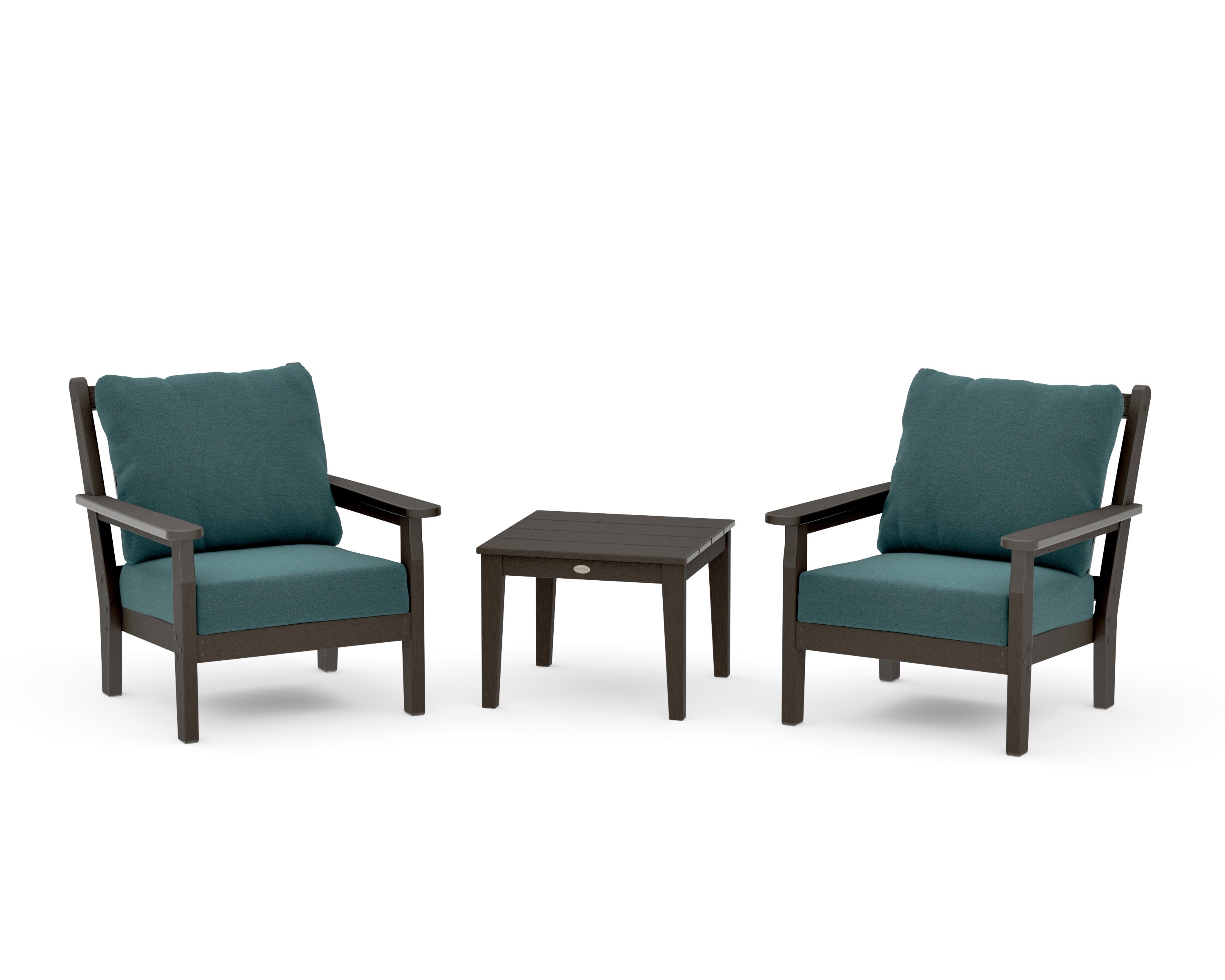 Chippendale 3-Piece Deep Seating Set in Vintage Coffee / Ocean Teal