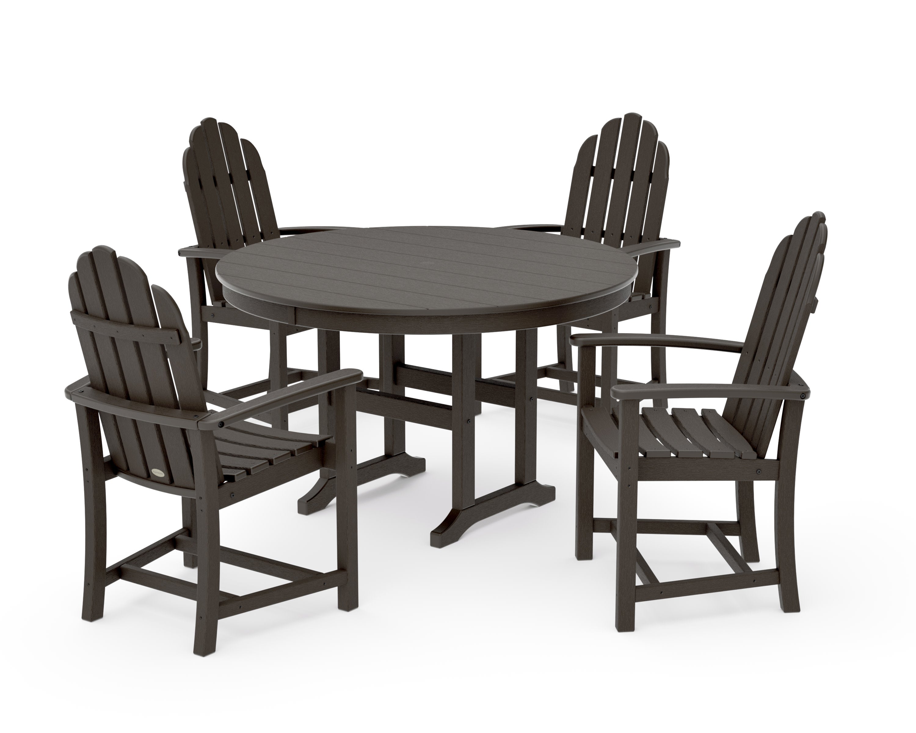 Classic Adirondack 5-Piece Round Farmhouse Dining Set in Vintage Coffee