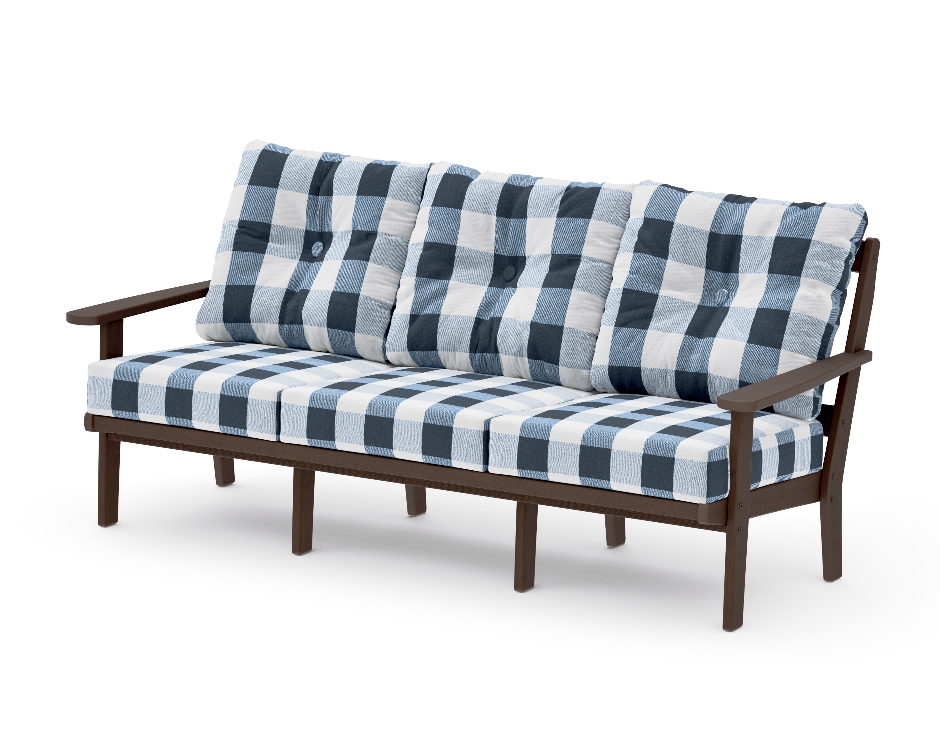 Mission Deep Seating Sofa in Kona / Buffalo Plaid Marine Indigo