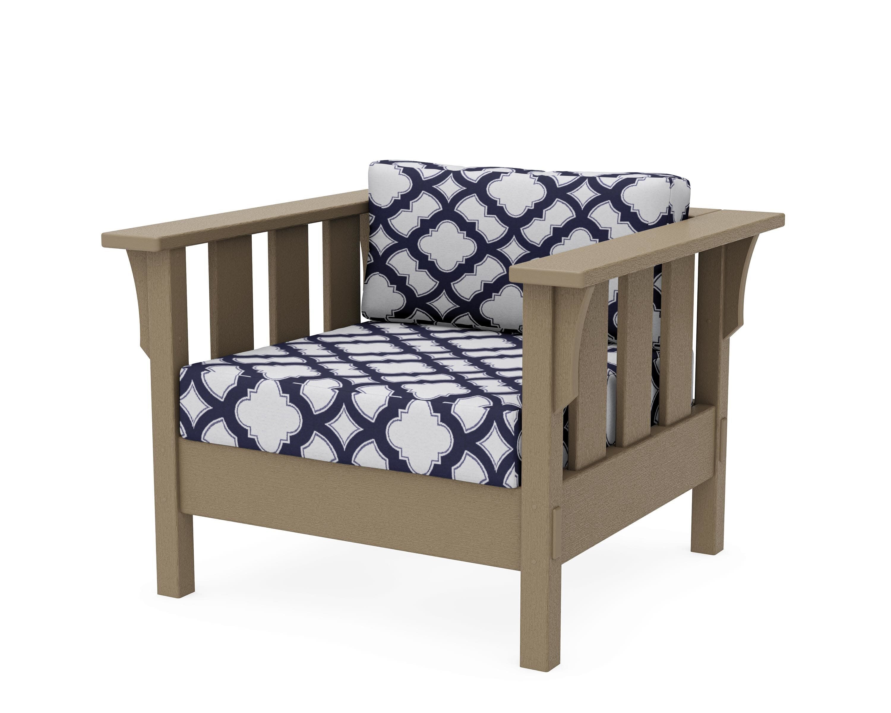 Acadia Deep Seating Chair in Vintage Sahara / Trellis Navy