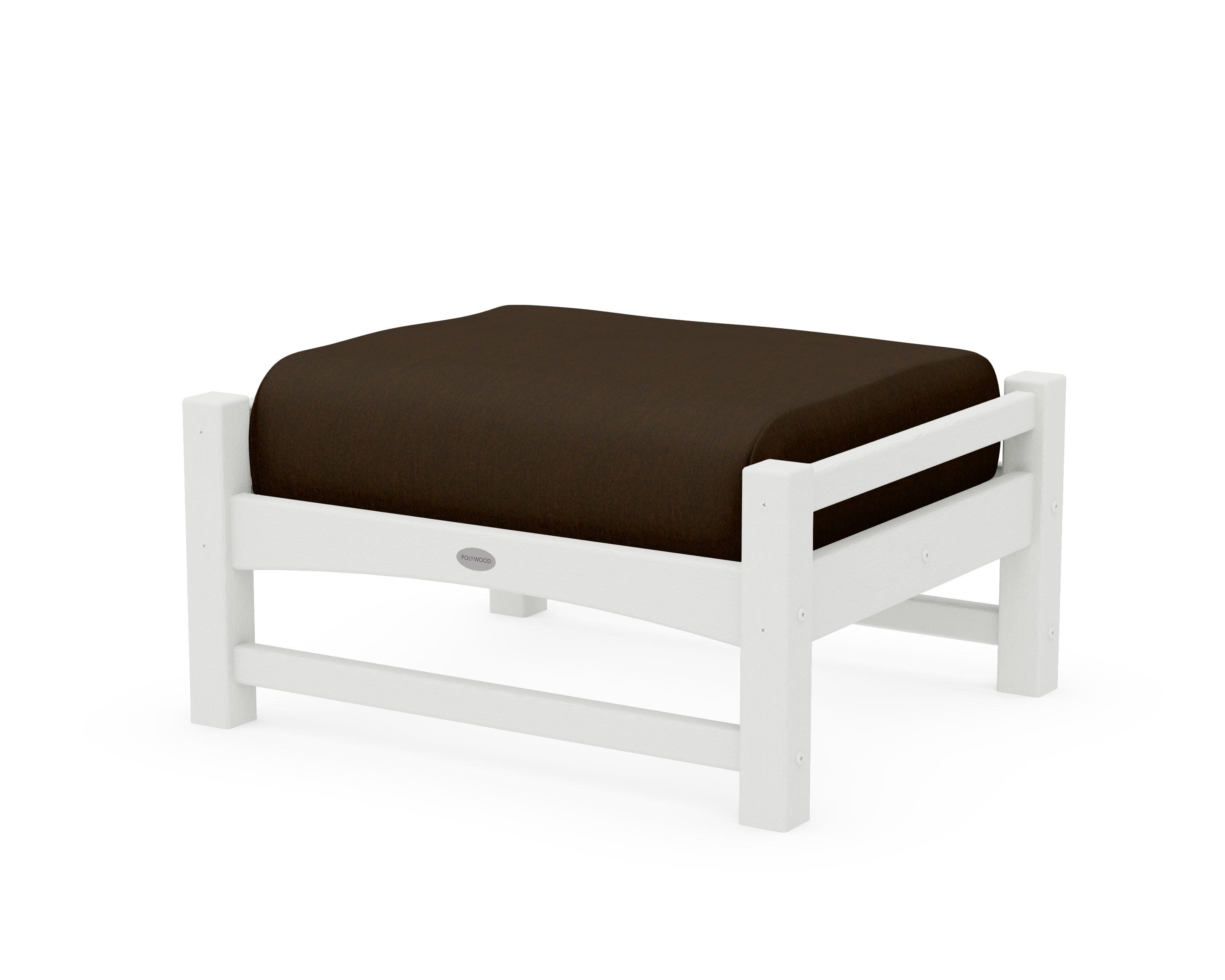 Club Ottoman in Vintage White / Canvas Java