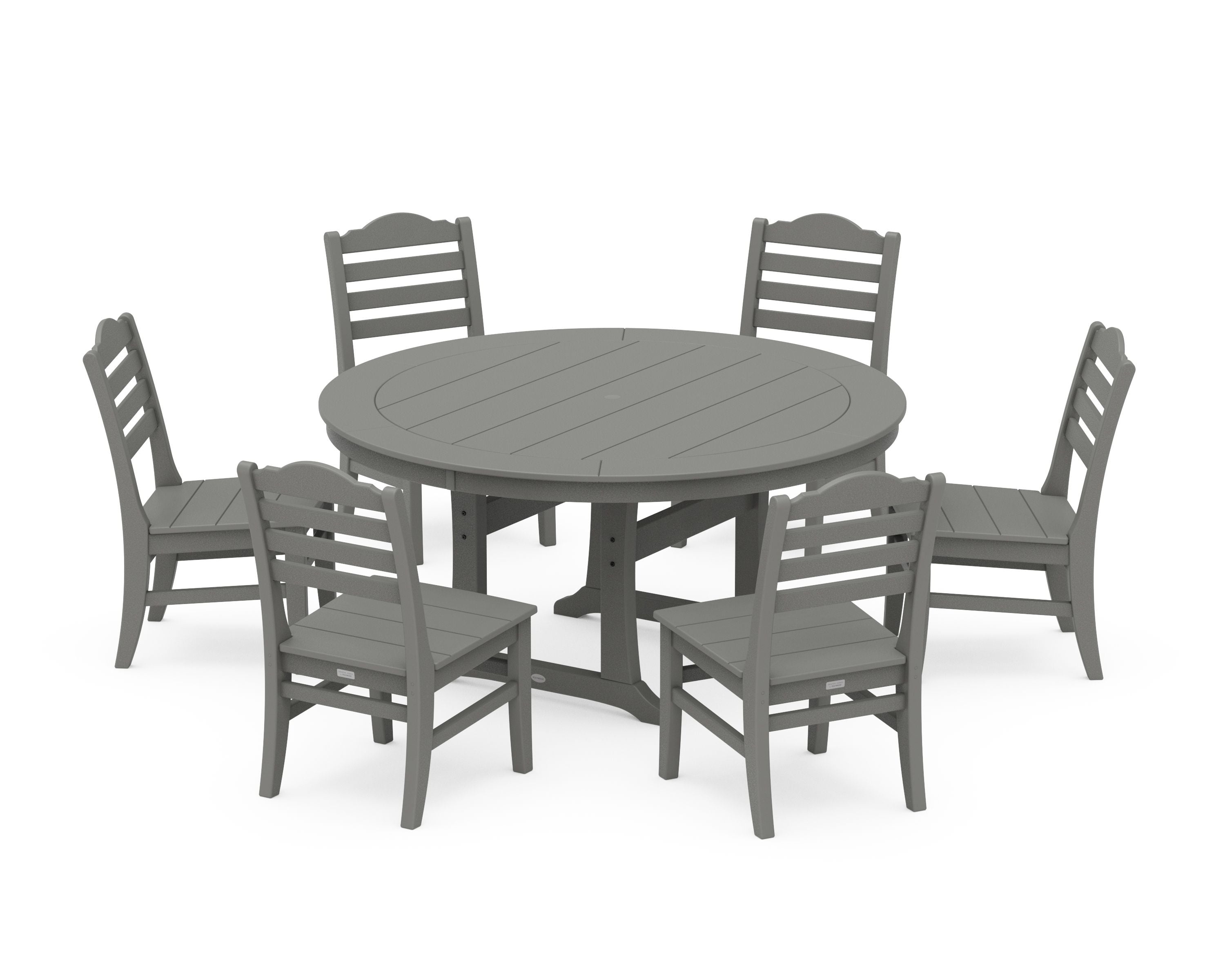 Savannah 7-Piece Side Chair Round Dining Set in Slate Grey
