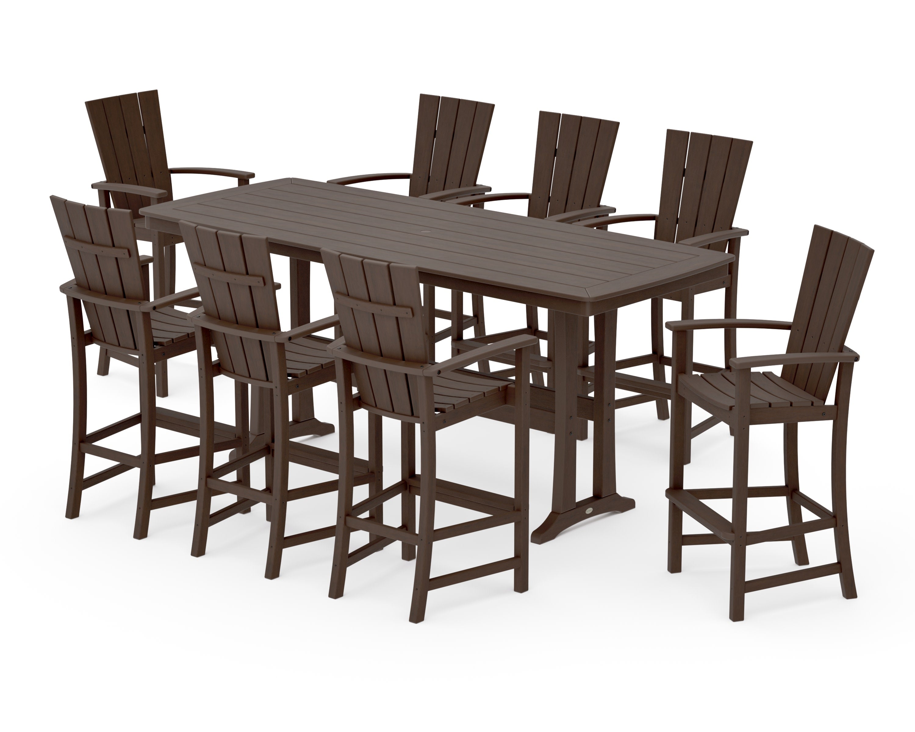Quattro Adirondack 9-Piece Bar Set with Trestle Legs in Kona