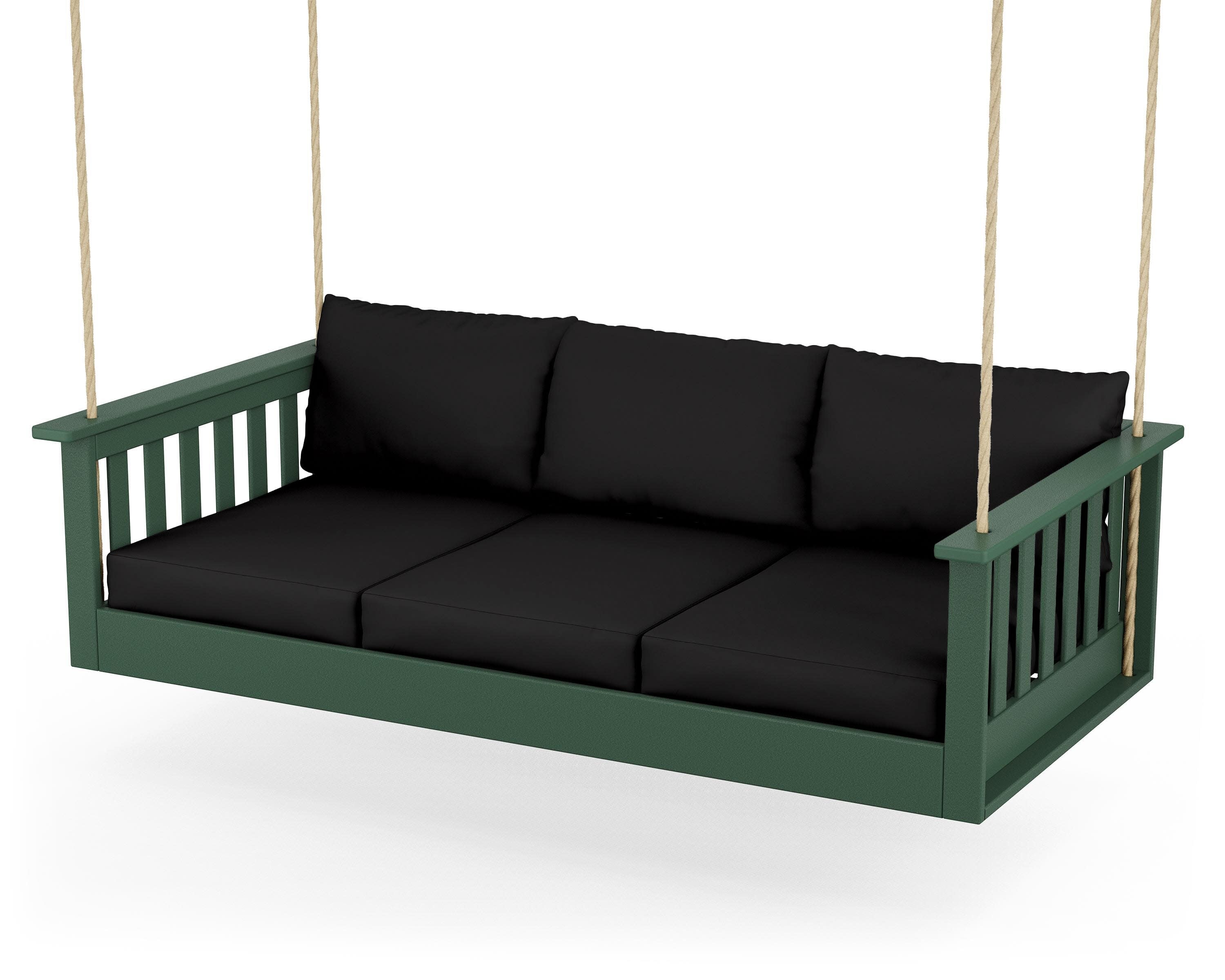 Vineyard Daybed Swing in Green / Canvas Black