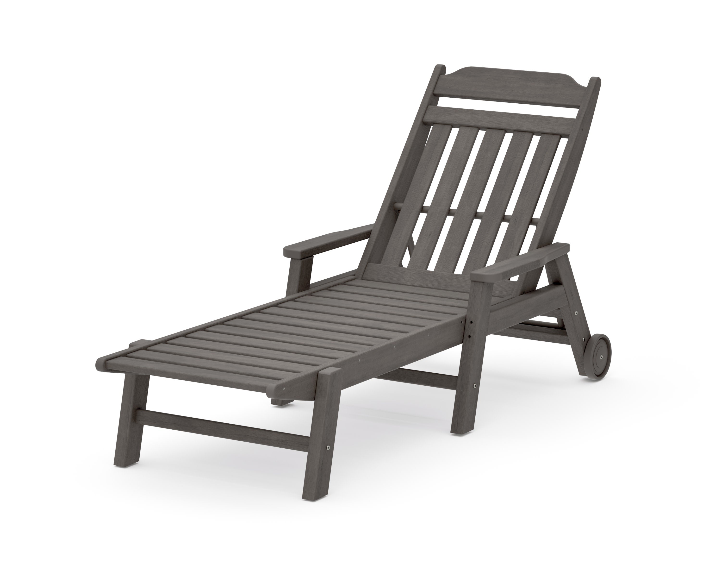 Cottage Chaise with Arms and Wheels in Driftwood