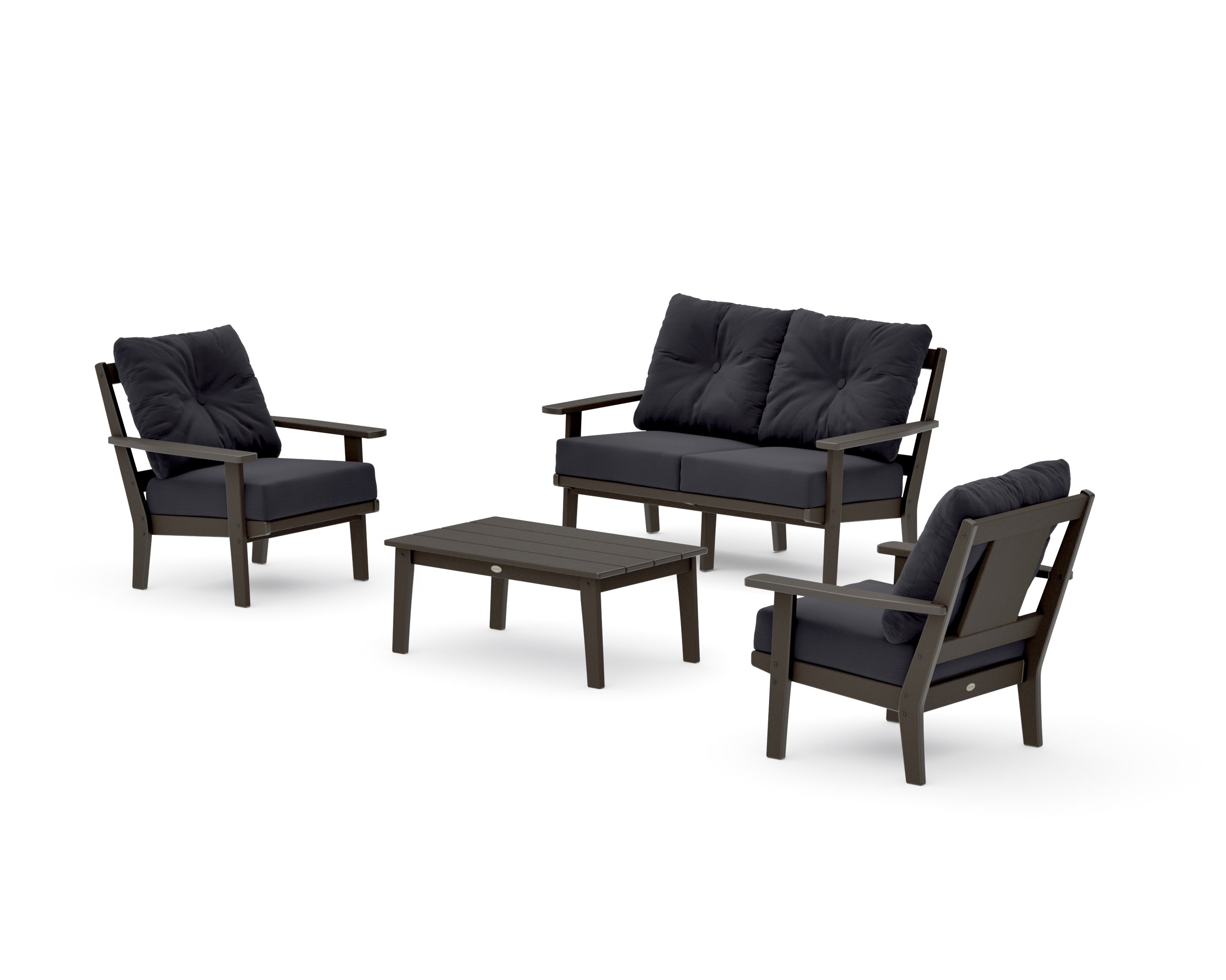 Prairie 4-Piece Deep Seating Set with Loveseat in Vintage Coffee / Midnight Linen