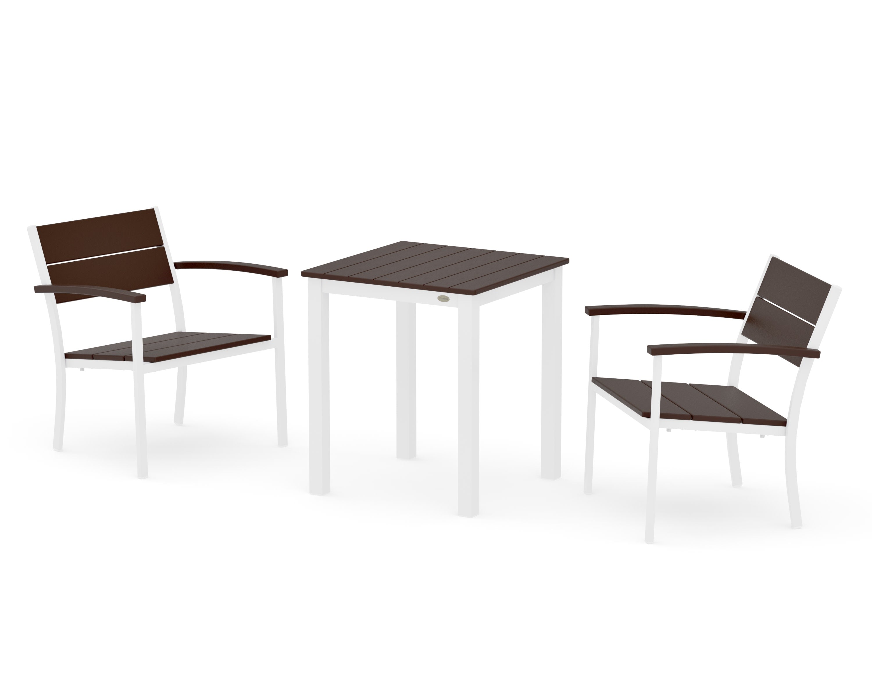Main Street 3-Piece Square Dining Set in White / Mahogany