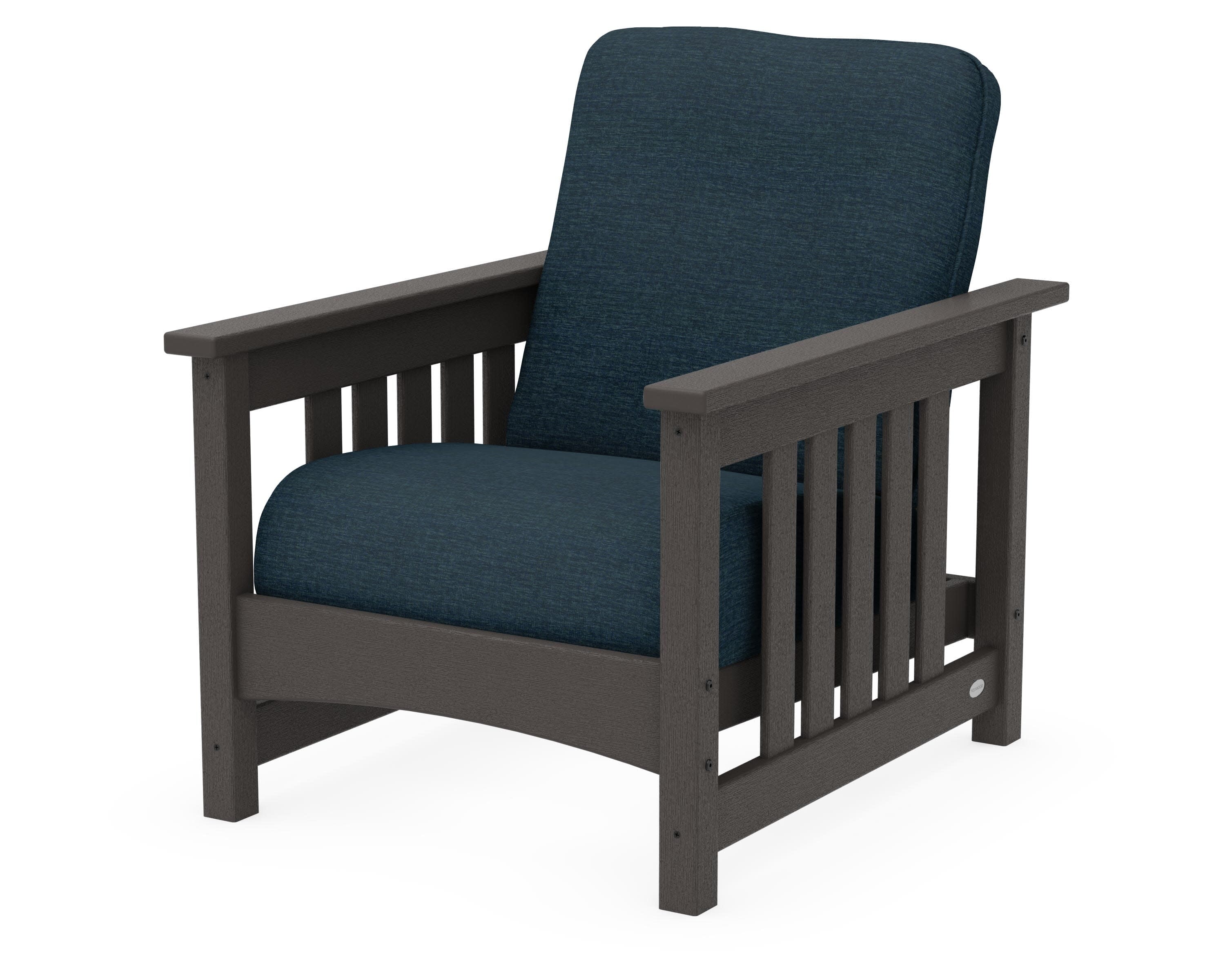 Club Mission Chair in Vintage Coffee / Platform Indigo