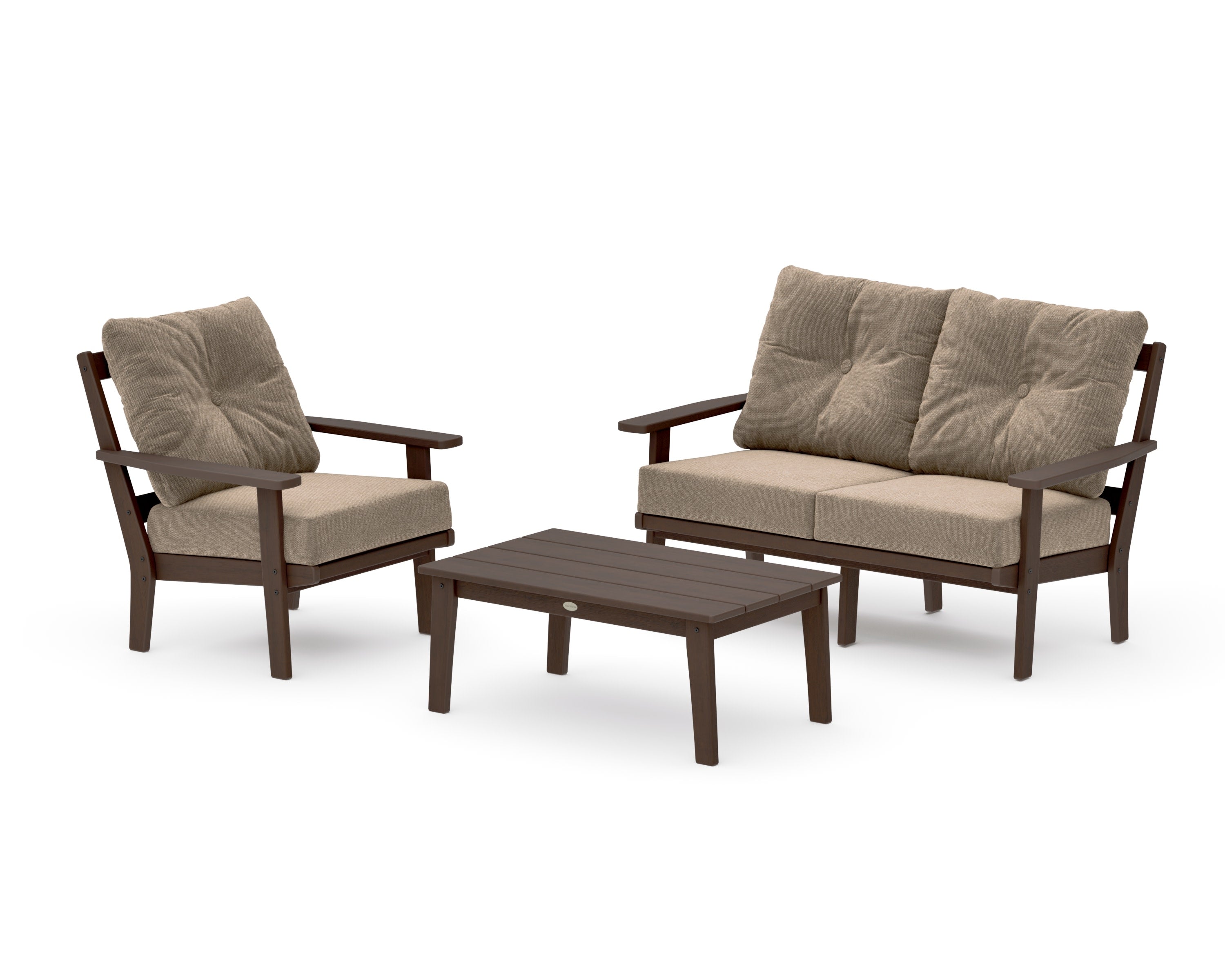 Prairie 3-Piece Deep Seating Set with Loveseat in Kona / Spiced Burlap