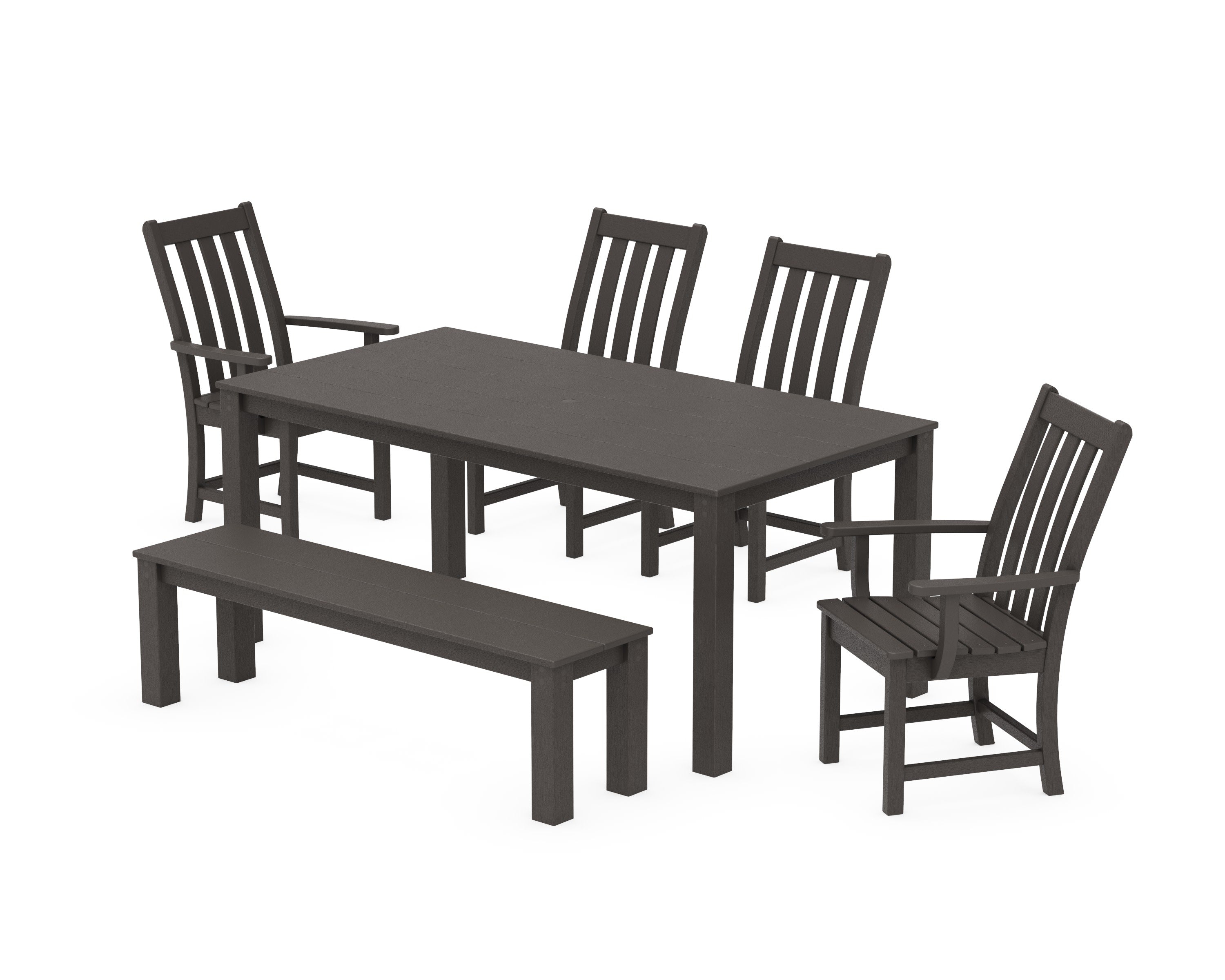 Vineyard 6-Piece Parsons Dining Set with Bench in Vintage Coffee
