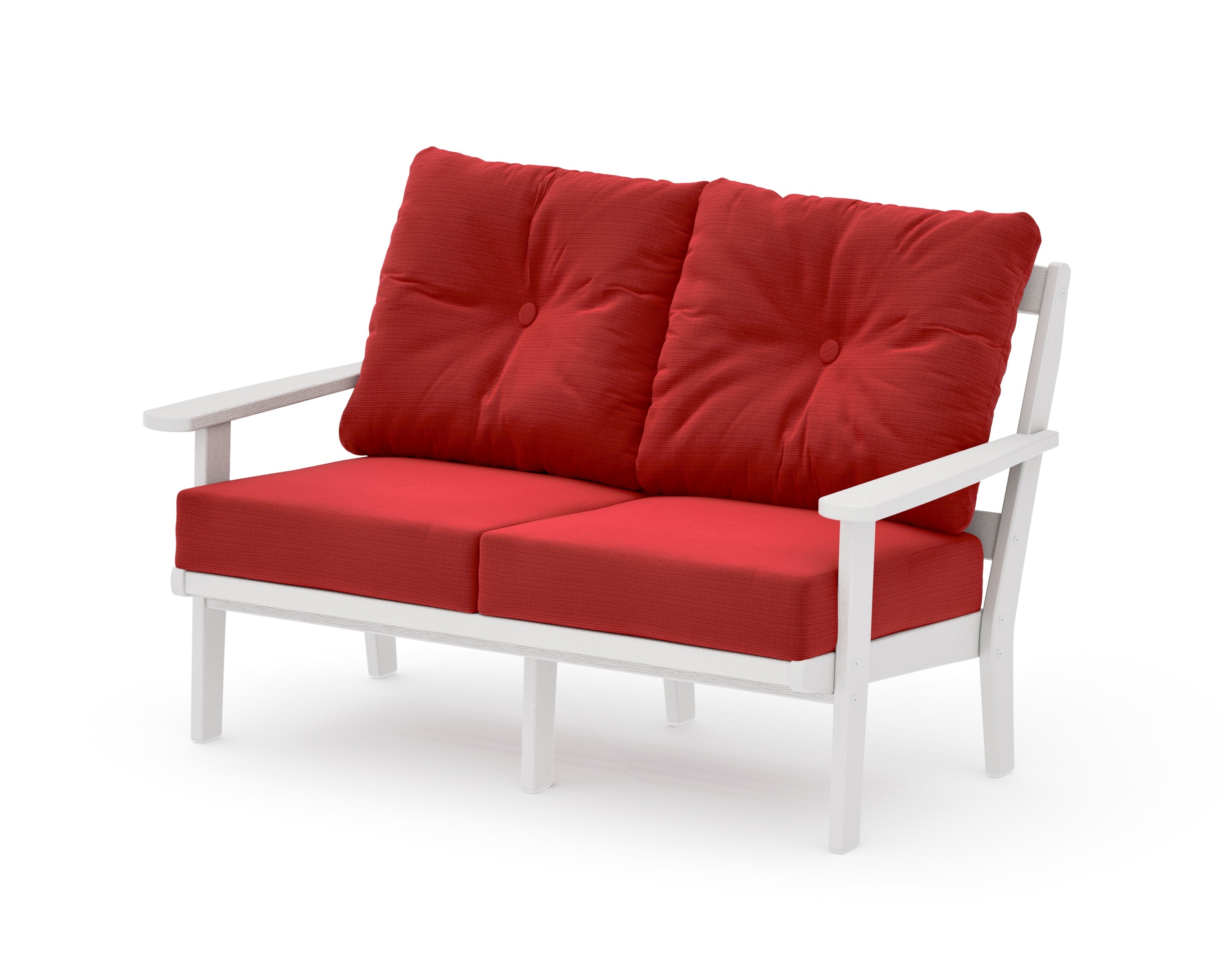 Mission Deep SeatingLoveseat in Vintage White / Crimson Linen