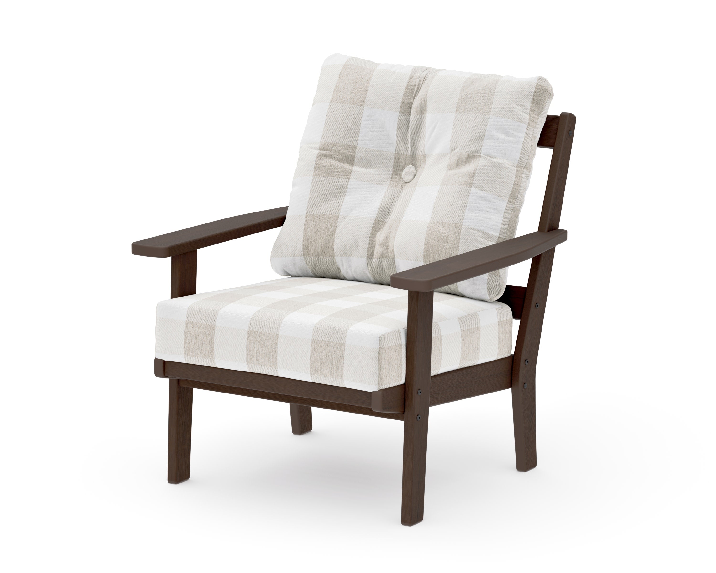 Oxford Deep Seating Chair in Kona / Buffalo Plaid Dune Burlap