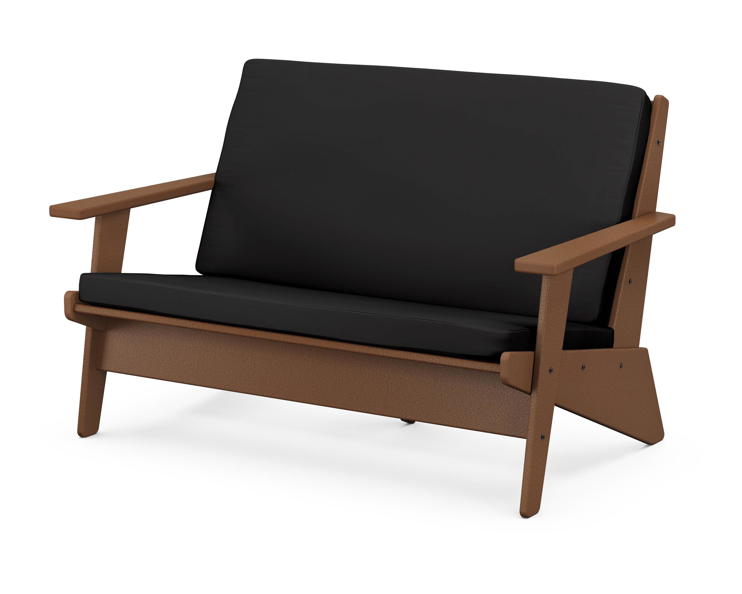 Riviera Modern Lounge Loveseat in Teak / Canvas Black