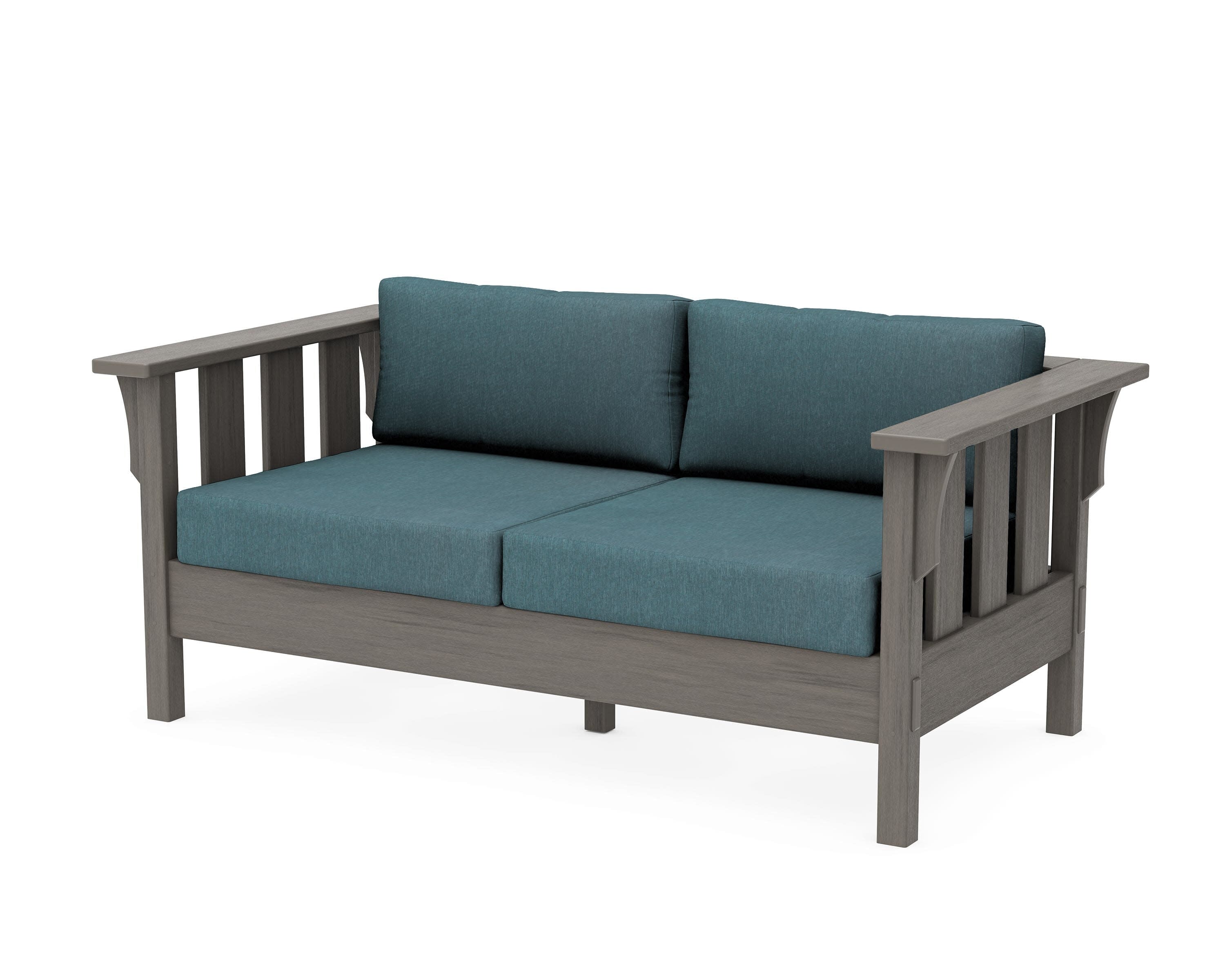 Acadia Deep Seating Loveseat in Driftwood / Ocean Teal