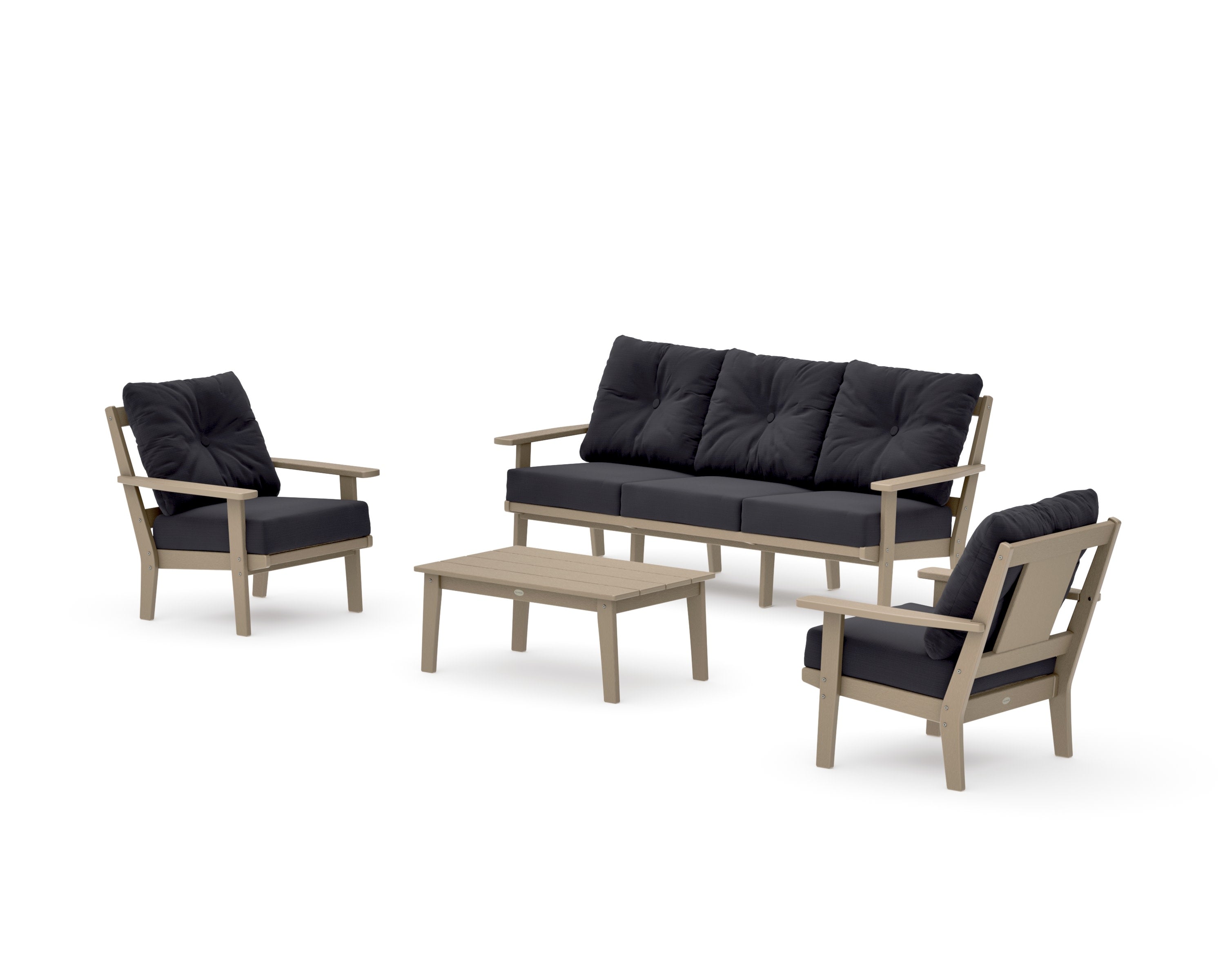 Prairie 4-Piece Deep Seating Set with Sofa in Vintage Sahara / Midnight Linen