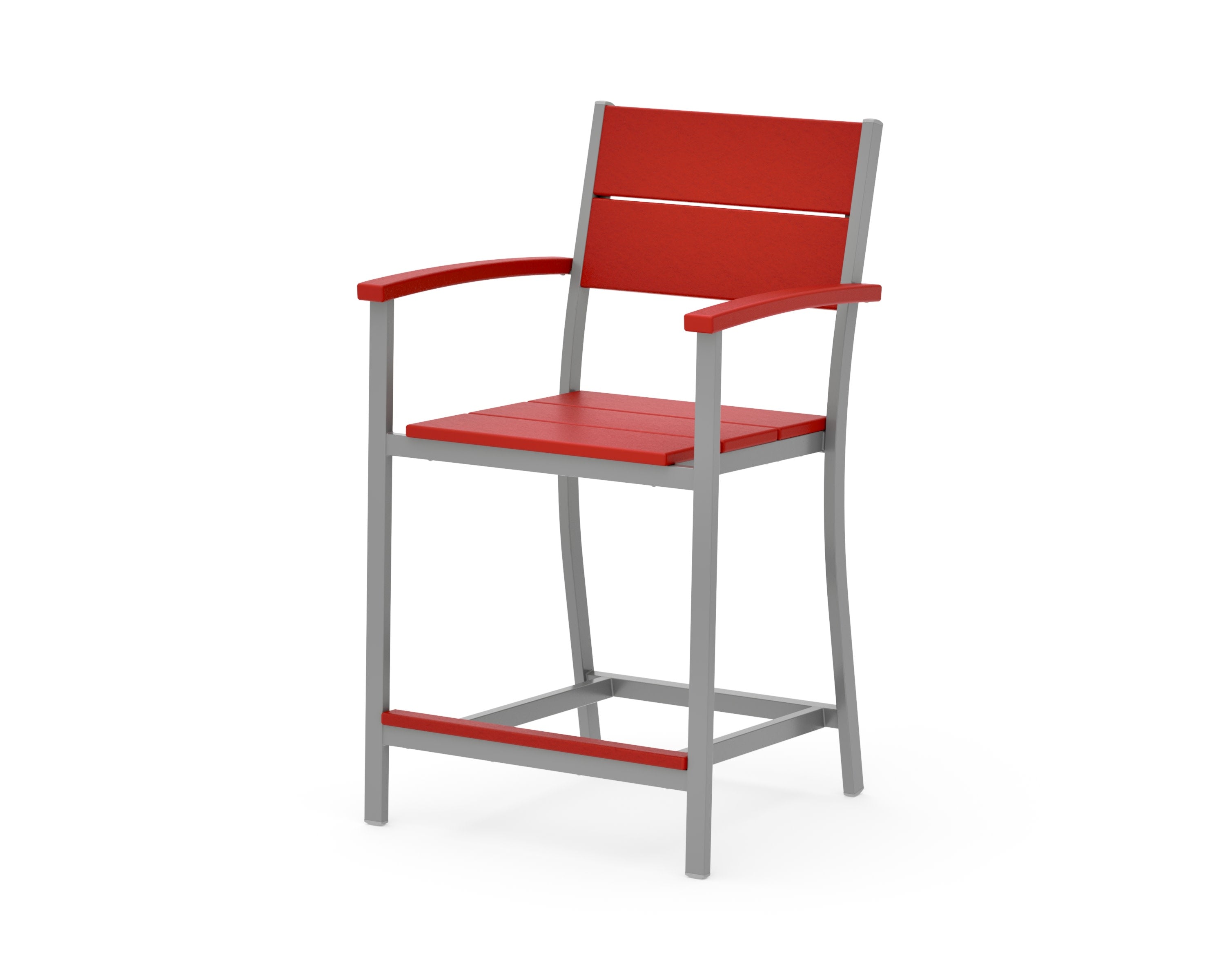 Main Street Counter Arm Chair in Silver / Sunset Red