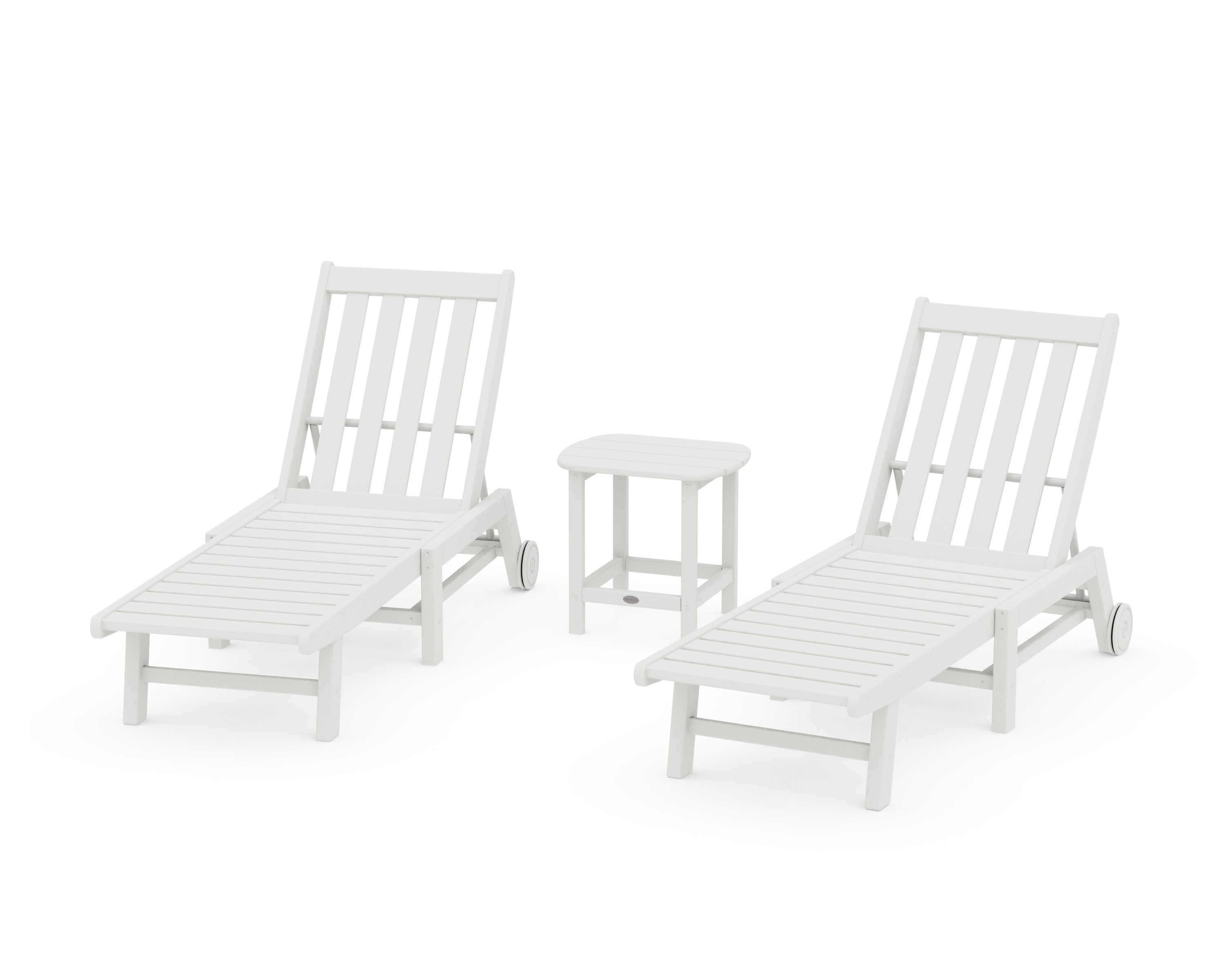Vineyard 3-Piece Chaise with Wheels Set in Vintage White