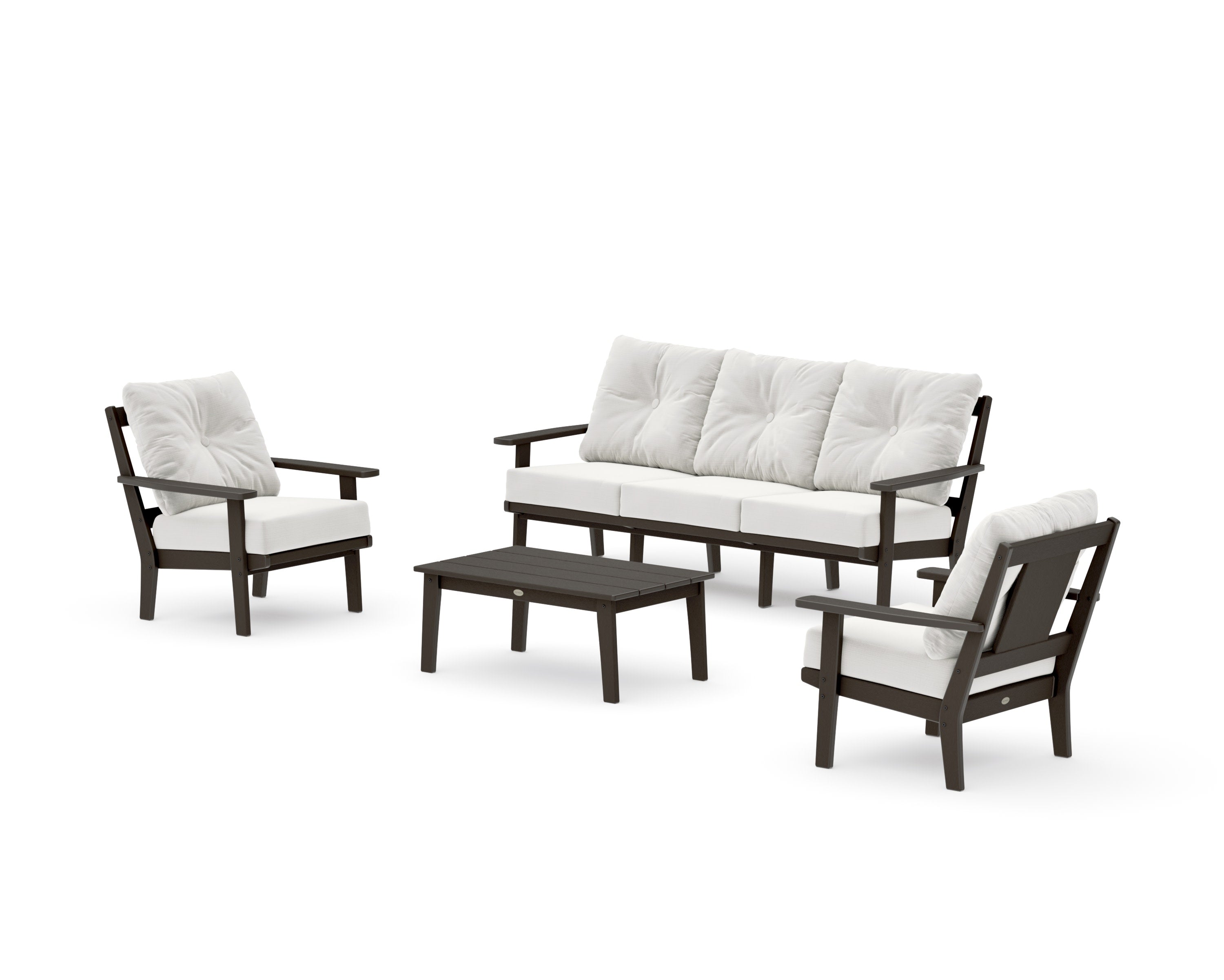 Prairie 4-Piece Deep Seating Set with Sofa in Vintage Coffee / Natural Linen