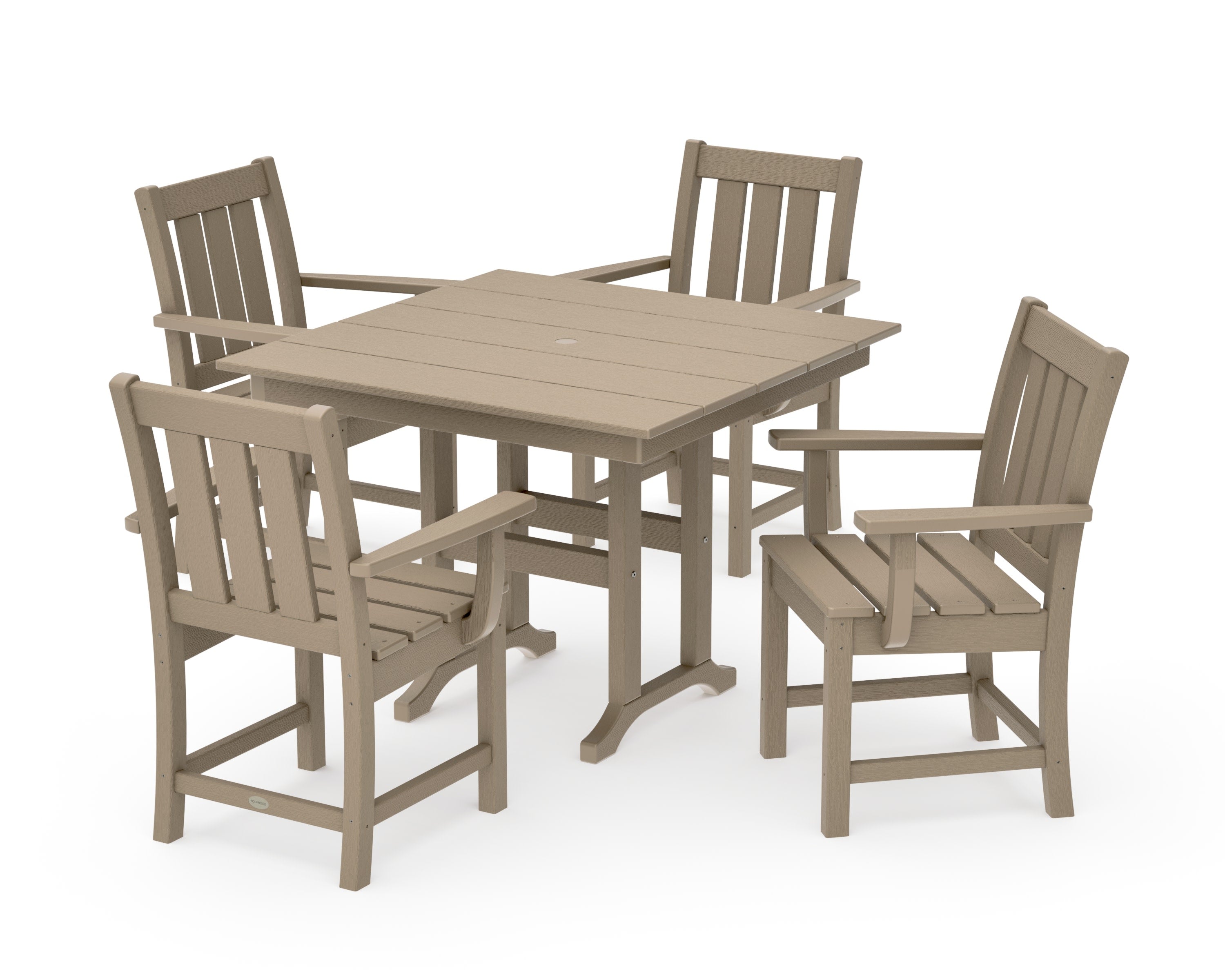 Oxford 5-Piece Farmhouse Dining Set in Vintage Sahara