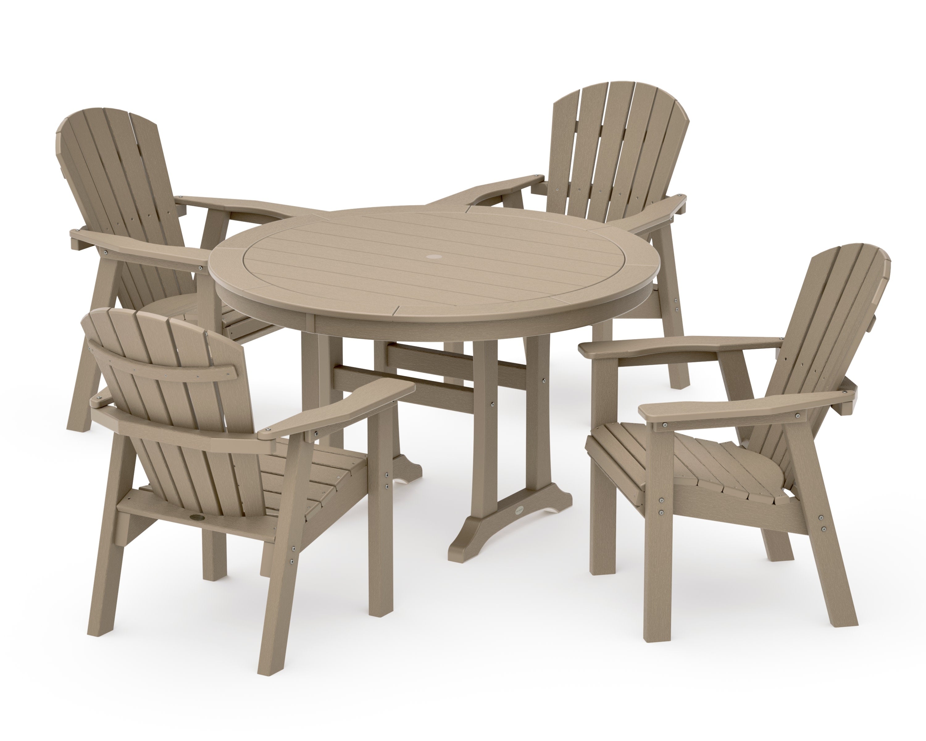 Seashell 5-Piece Round Dining Set with Trestle Legs in Vintage Sahara