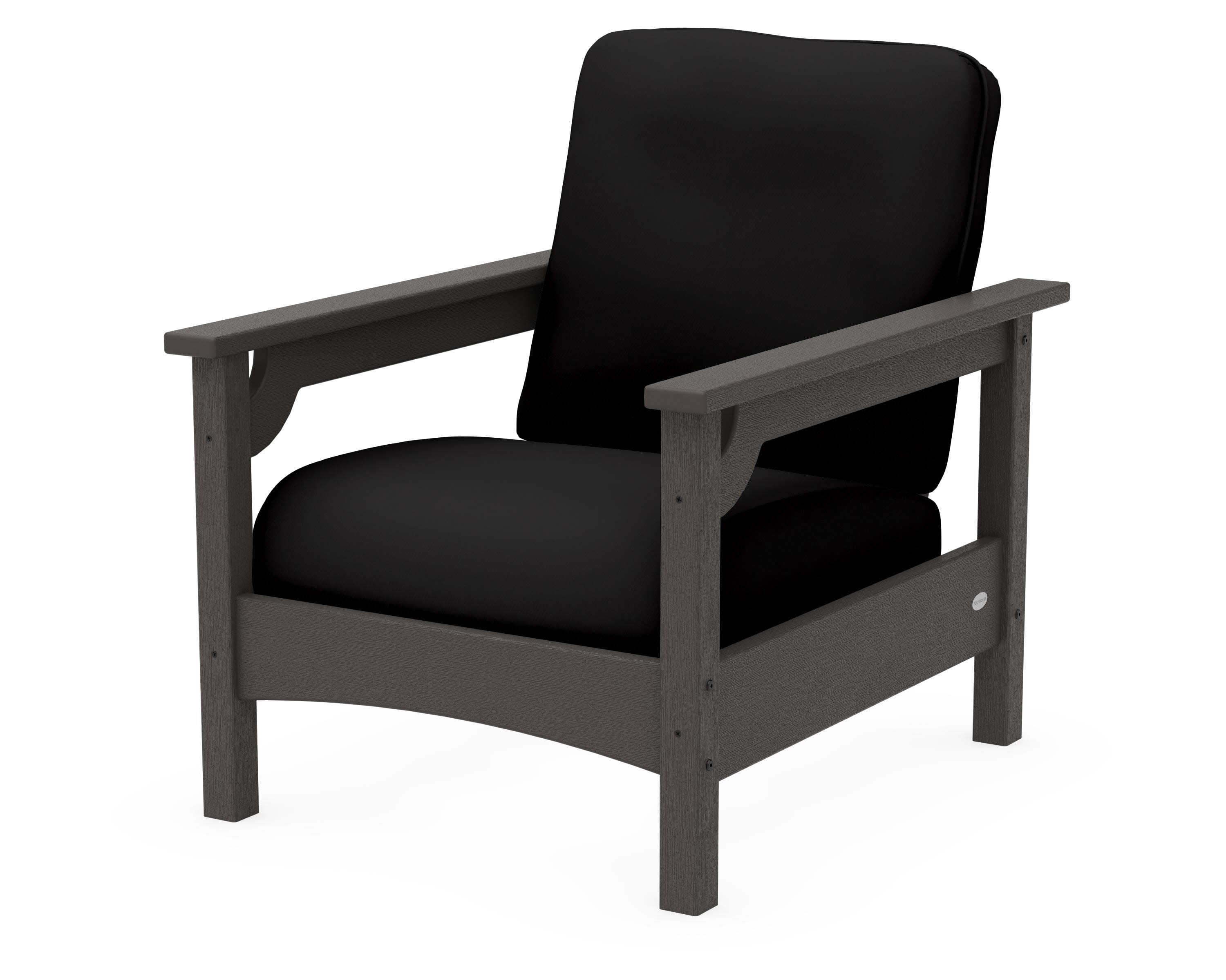 Club Chair in Vintage Coffee / Canvas Black