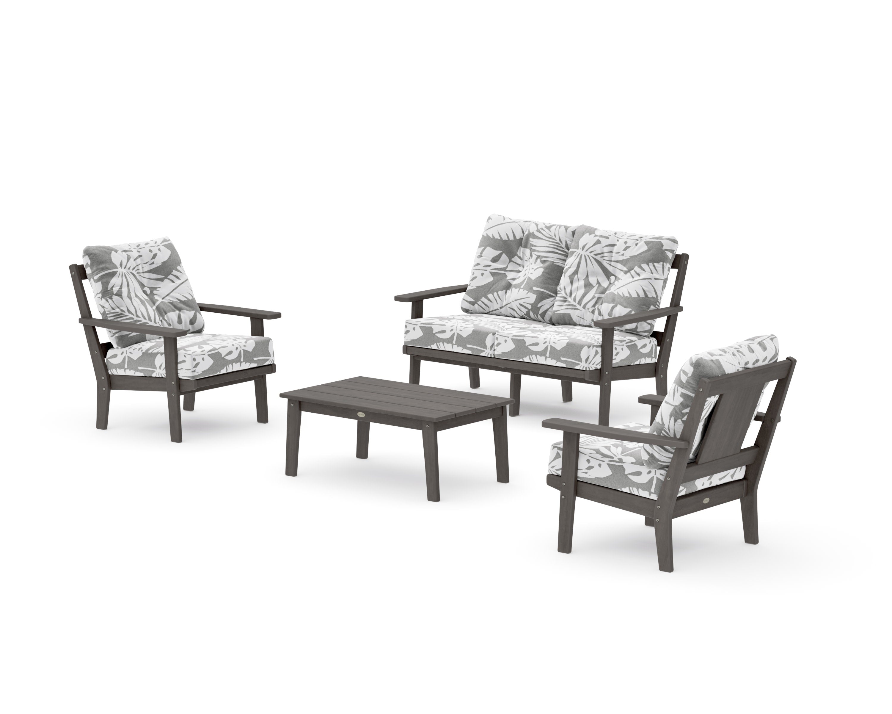 Prairie 4-Piece Deep Seating Set with Loveseat in Driftwood / Leaf Grey Mist