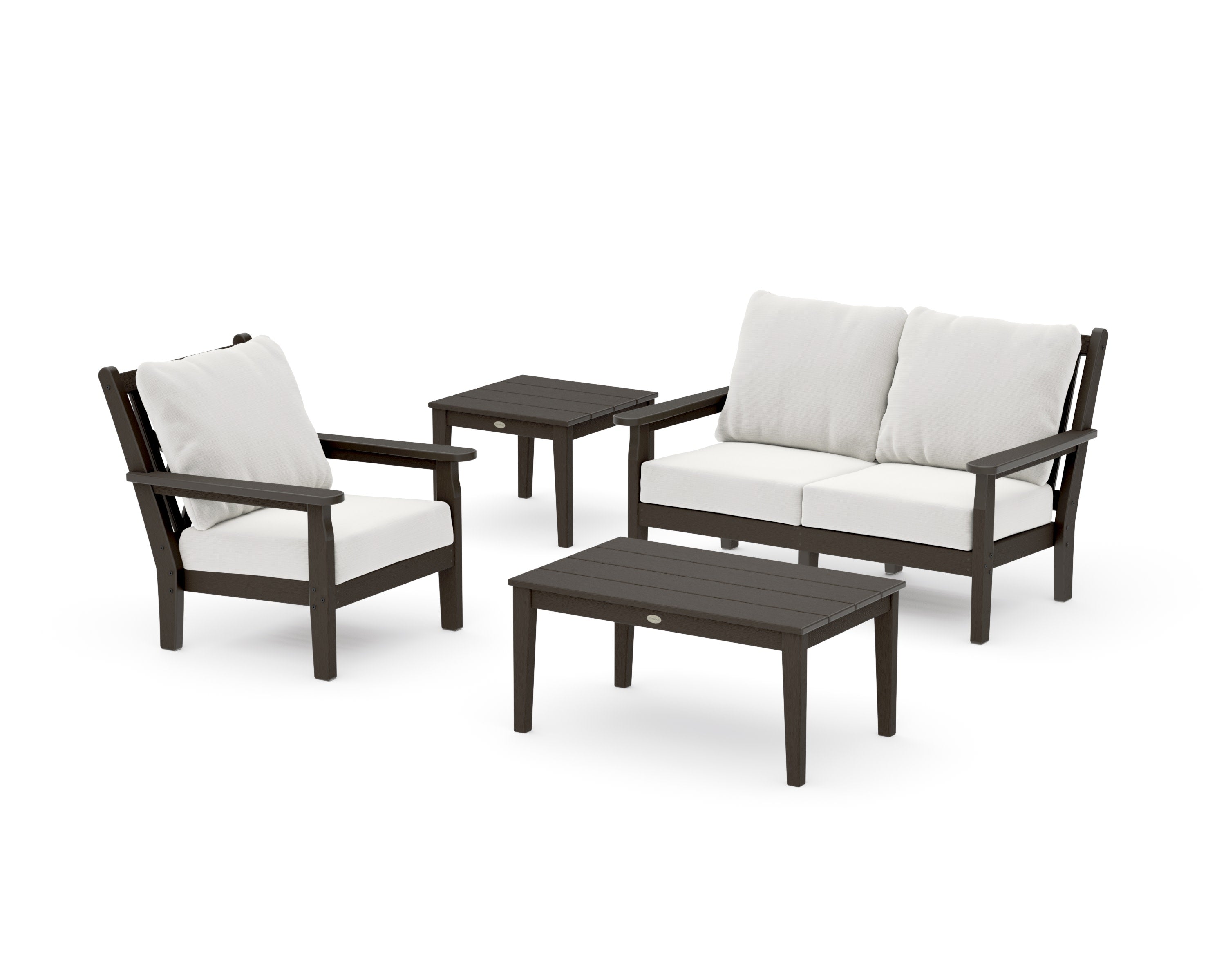 Chippendale 4-Piece Deep Seating Set in Vintage Coffee / Natural Linen