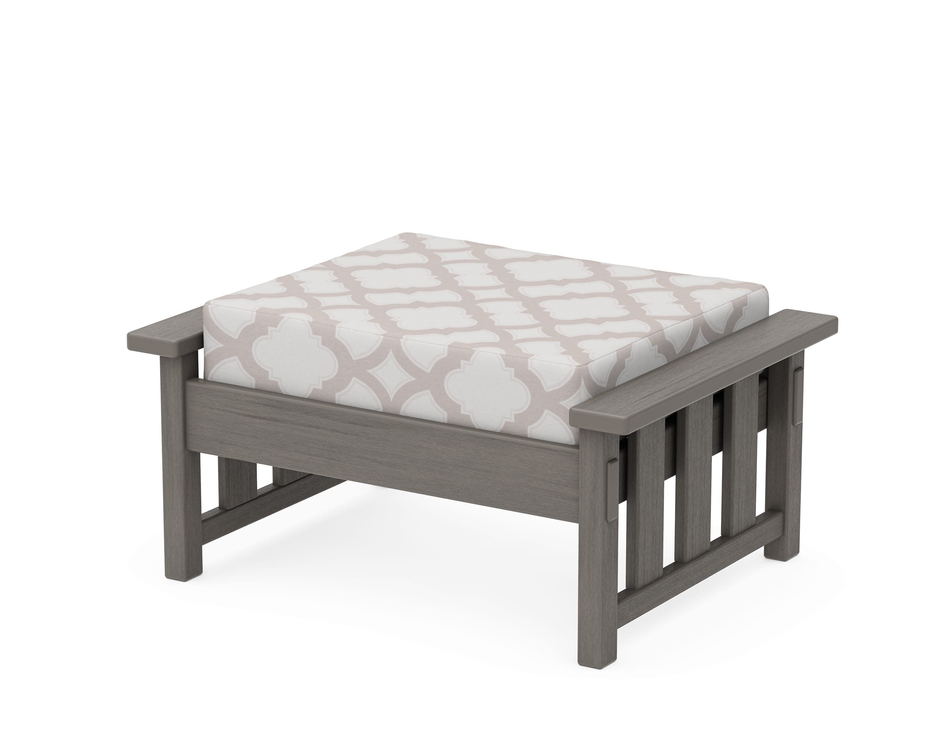 Acadia Deep Seating Ottoman in Driftwood / Trellis Dune Burlap