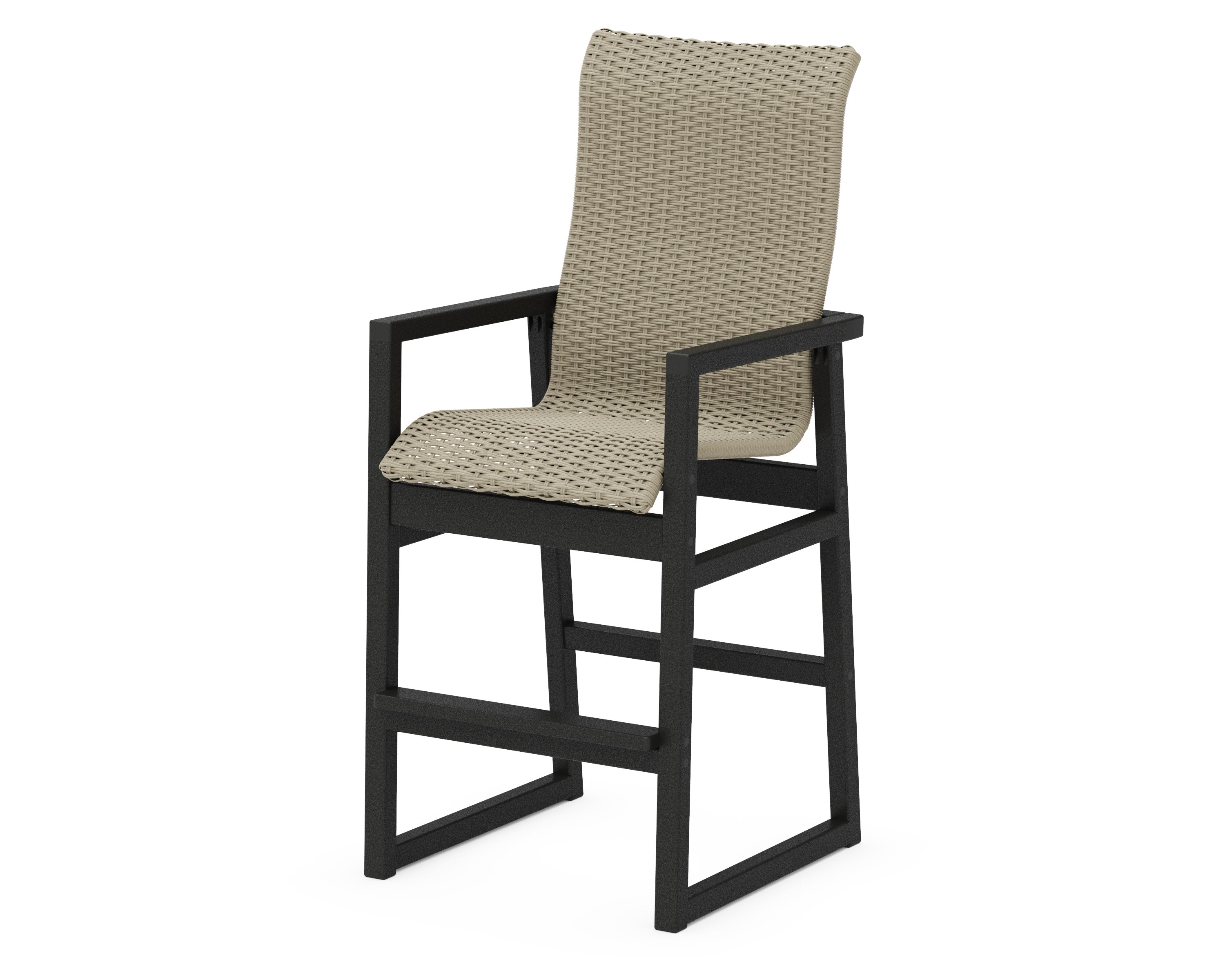 EDGE Woven High-Back Bar Arm Chair in Black / Dune Grass