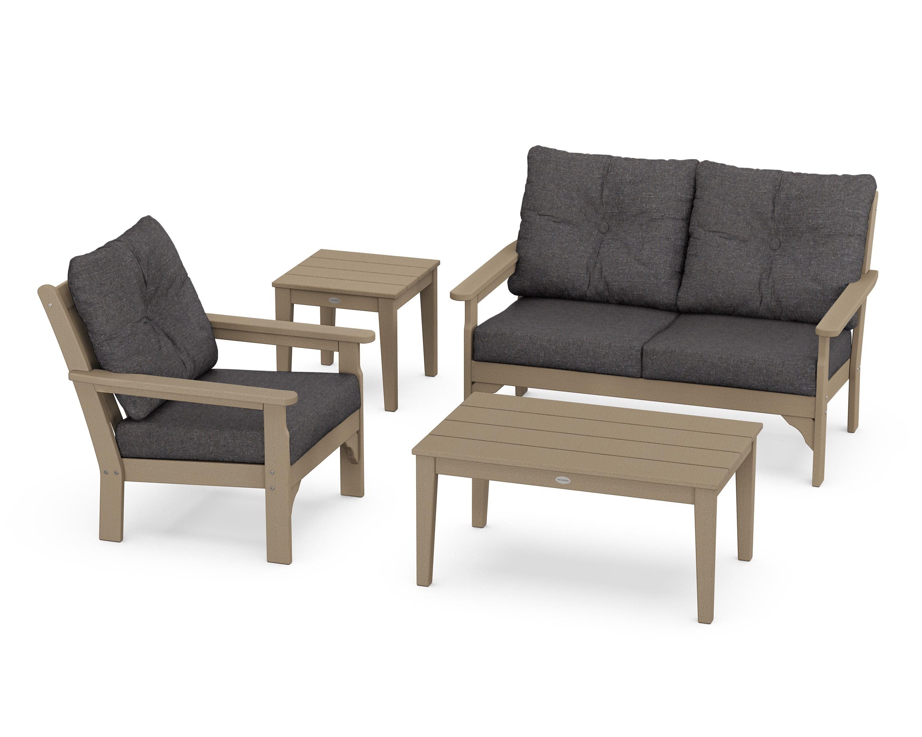 Vineyard 4-Piece Deep Seating Set in Vintage Sahara / Ash Charcoal