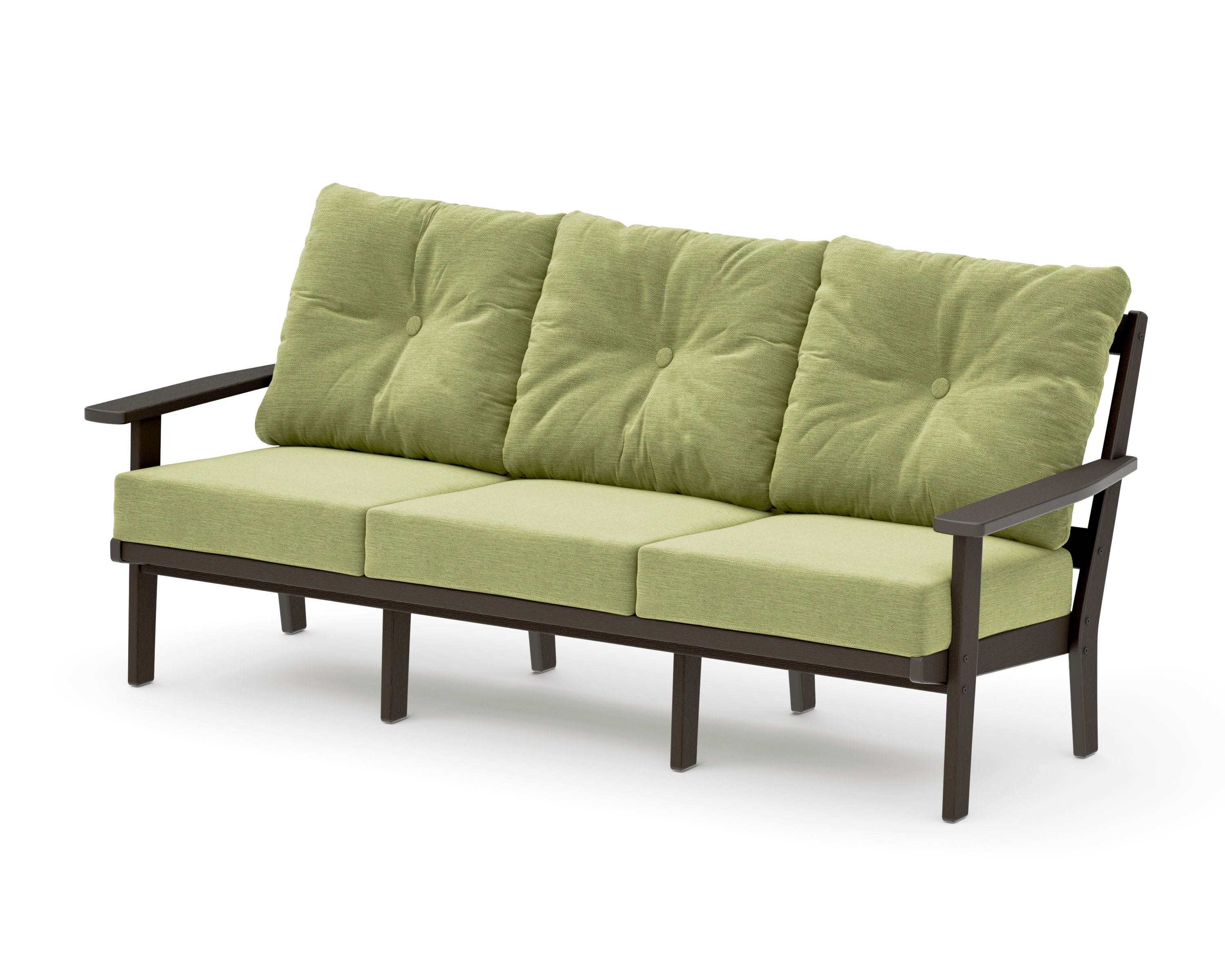 PrairieDeep Seating Sofa in Vintage Coffee / Chartreuse Boucle
