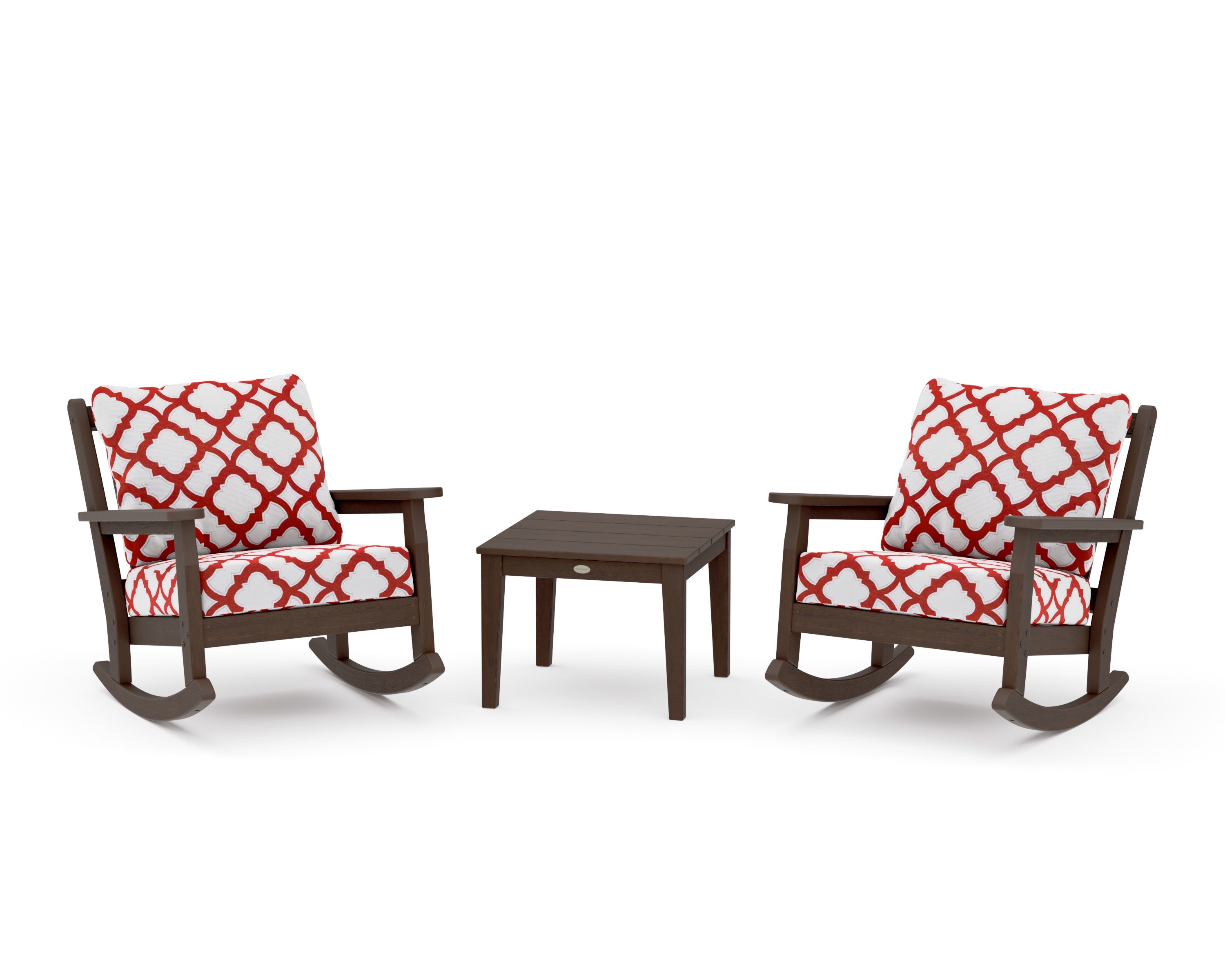 Chippendale 3-Piece Deep Seating Rocker Set in Kona / Trellis Crimson