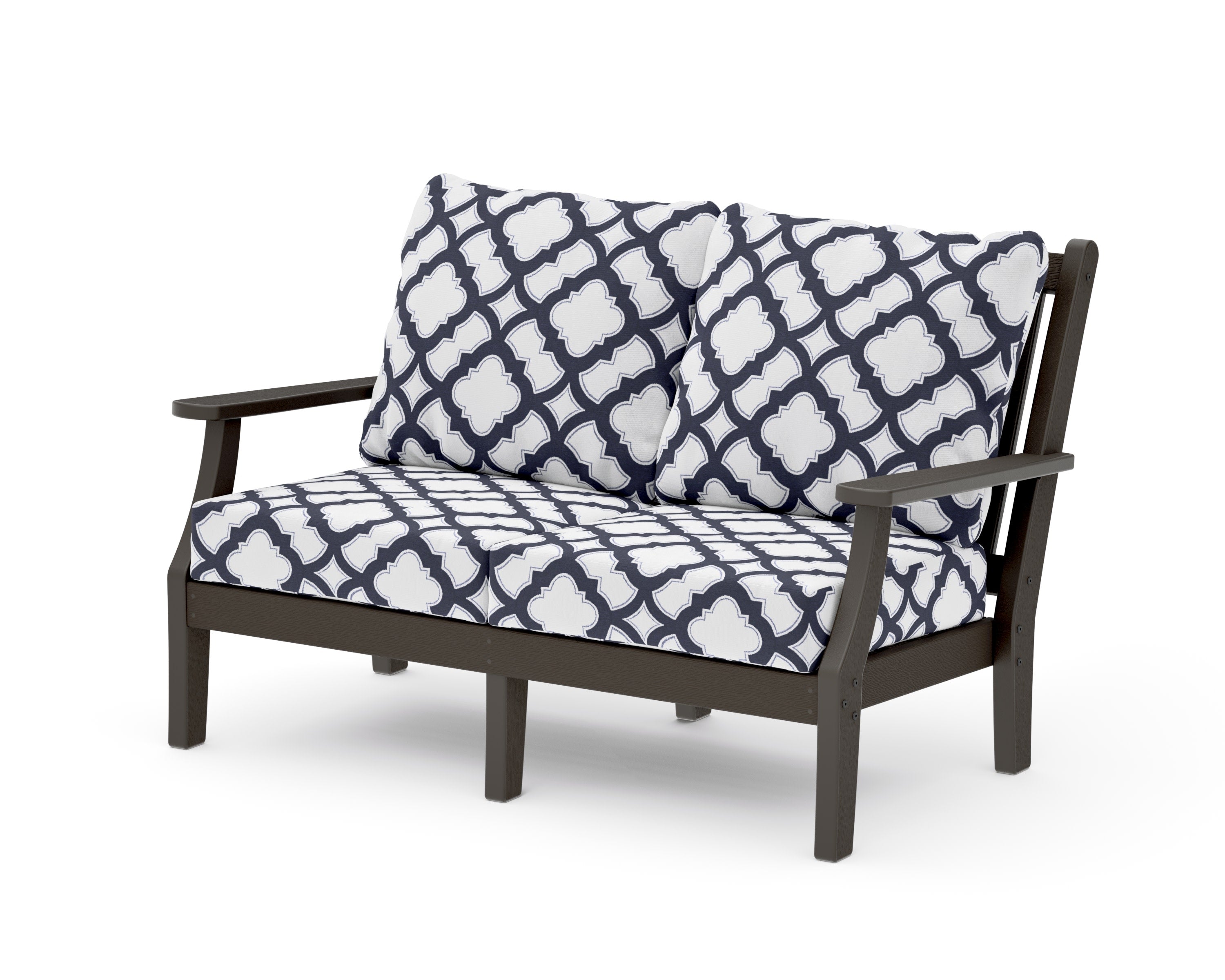 Wovendale Deep Seating Loveseat in Vintage Coffee / Trellis Navy