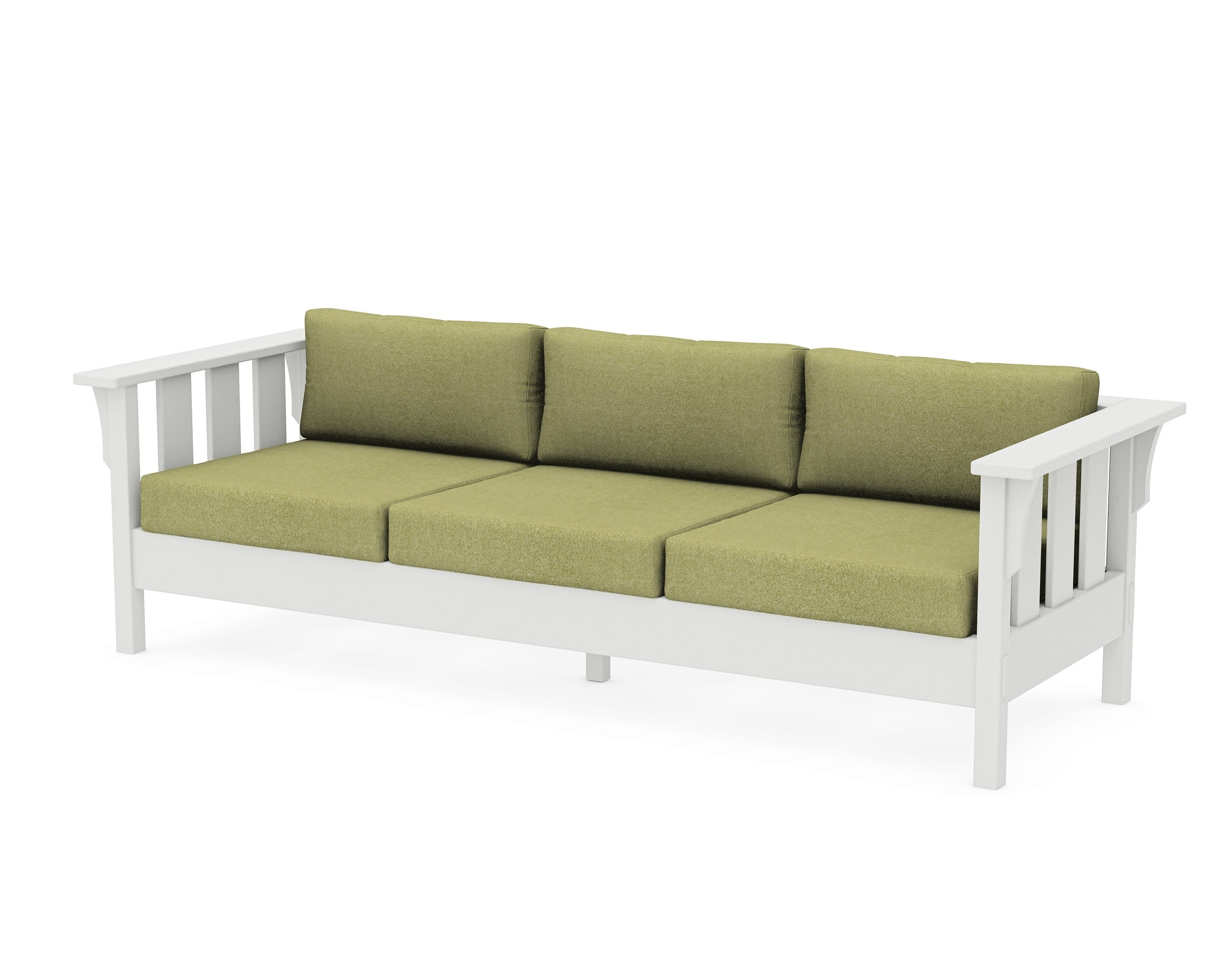 Acadia Deep Seating Sofa in Vintage White / Chartreuse Boucle