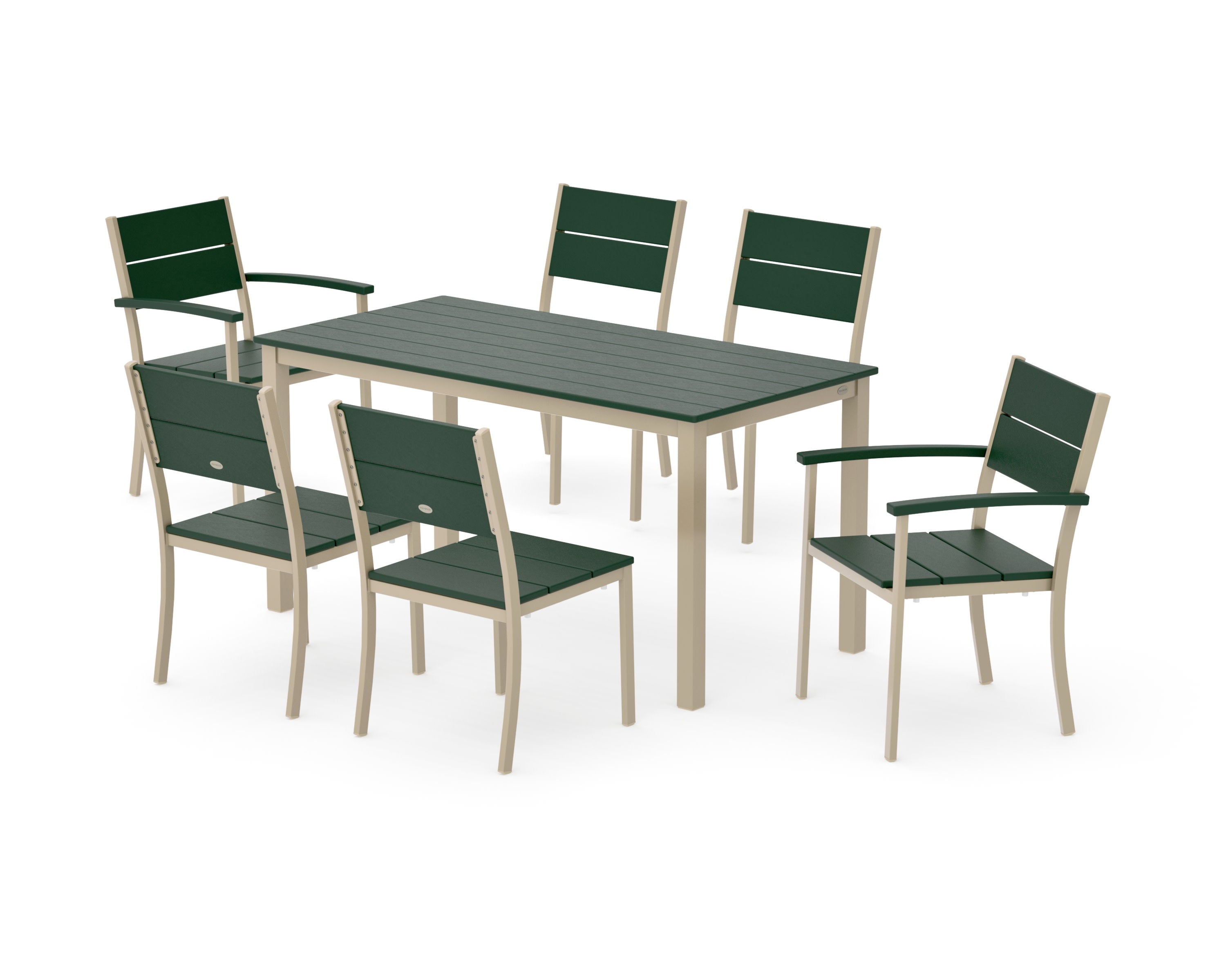 Main Street 7-Piece Dining Set in Sand / Green