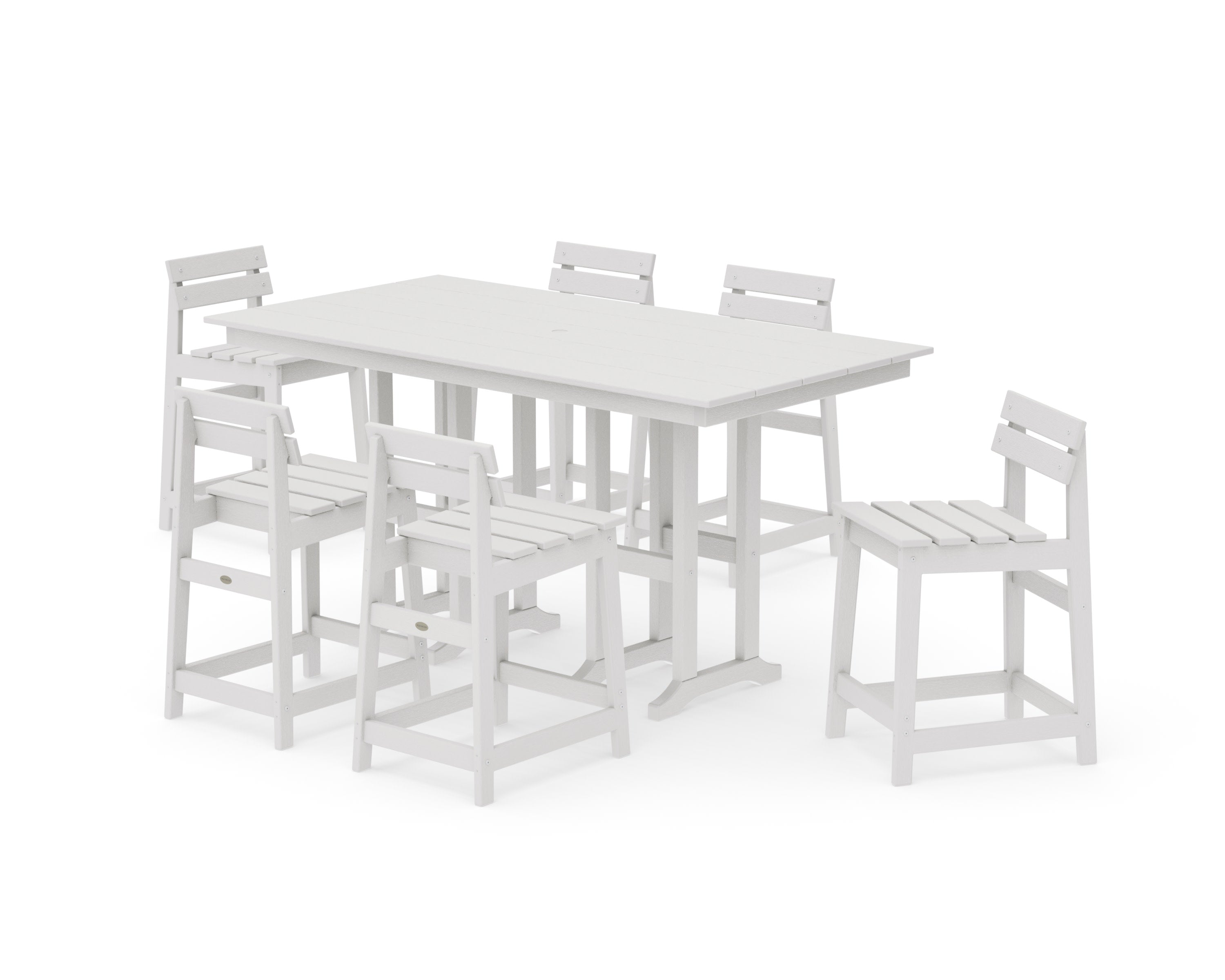 Modern Studio Plaza Lowback Counter Chair 7-Piece Set in Vintage White