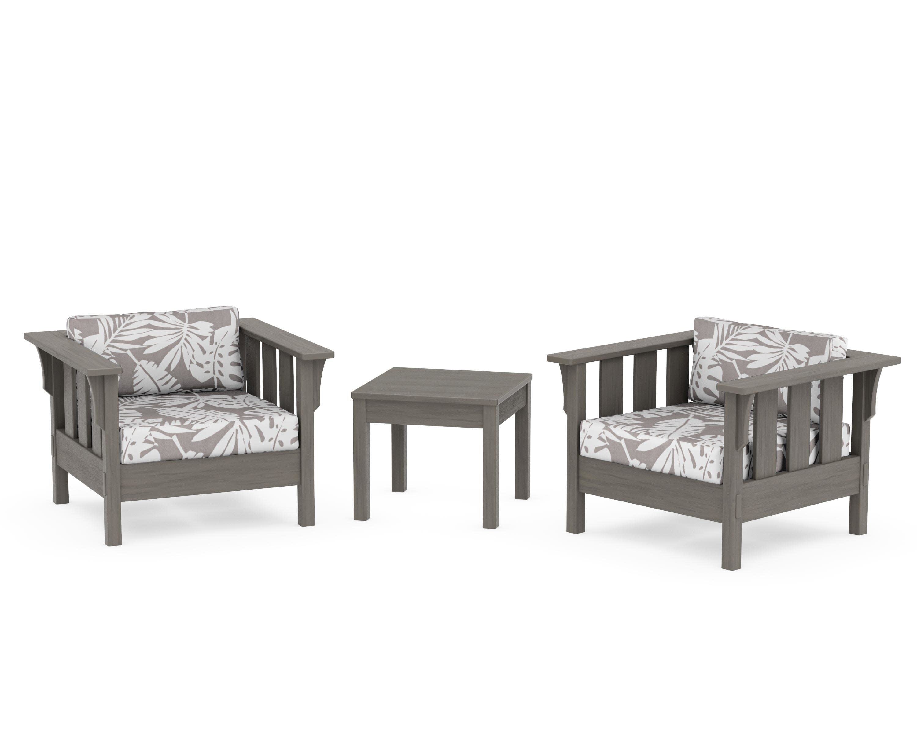 Acadia 3-Piece Deep Seating Set in Driftwood / Leaf Grey Mist